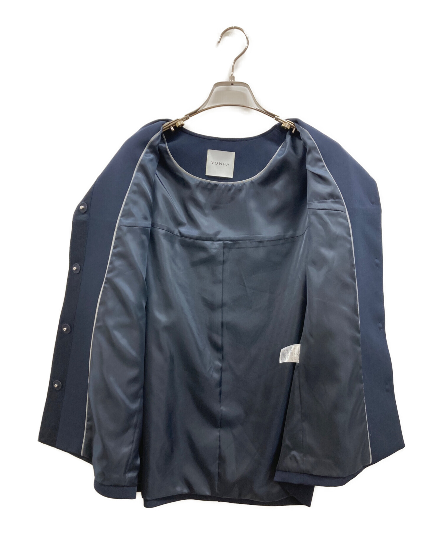 中古・古着通販】YONFA (ヨンファ) ノーカラージャケット ネイビー