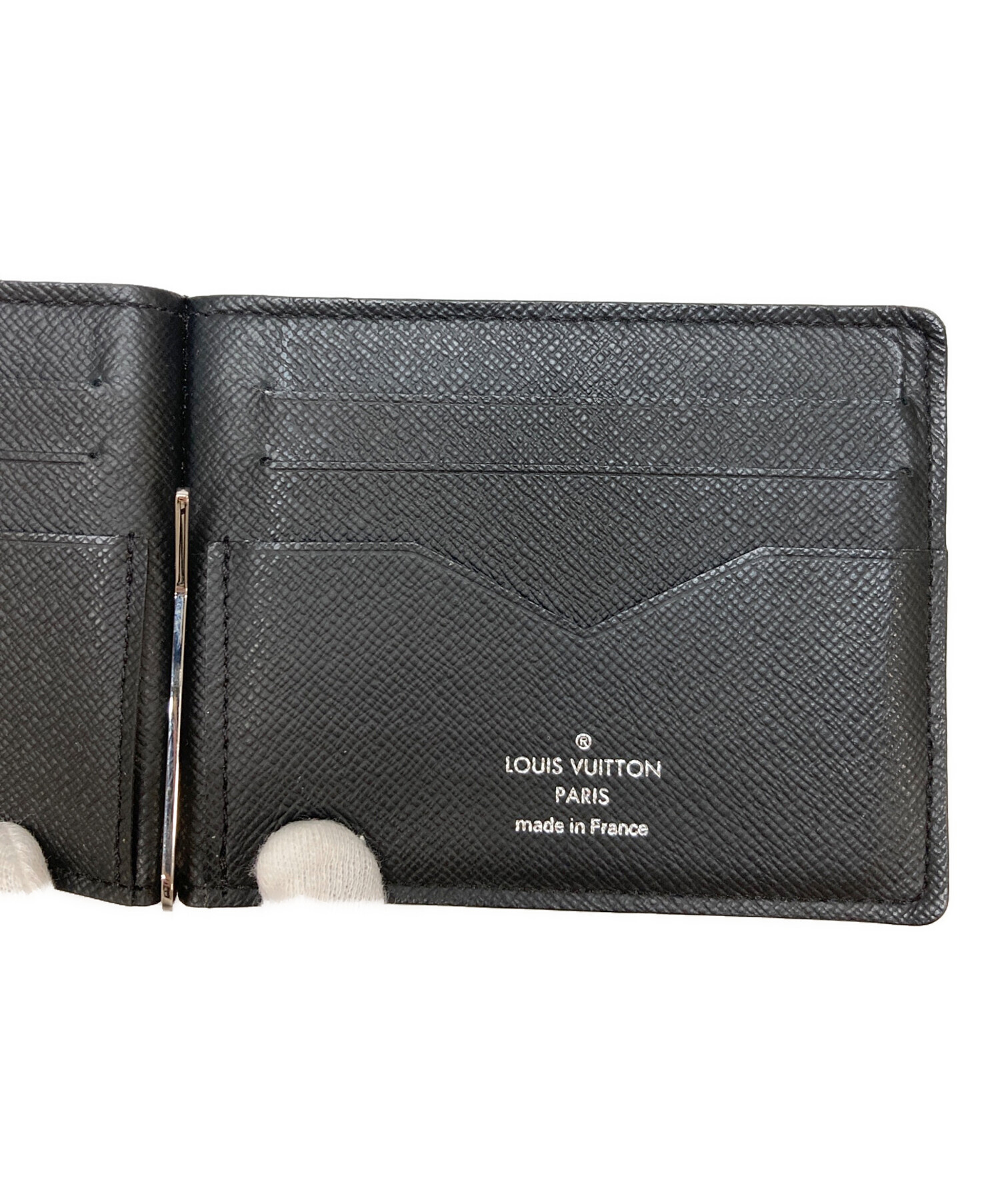 中古品　Louis Vuitton レザー マネークリップ ブラック 中古・古着通販】LOUIS VUITTON (ルイ ヴィトン) マネークリップ付