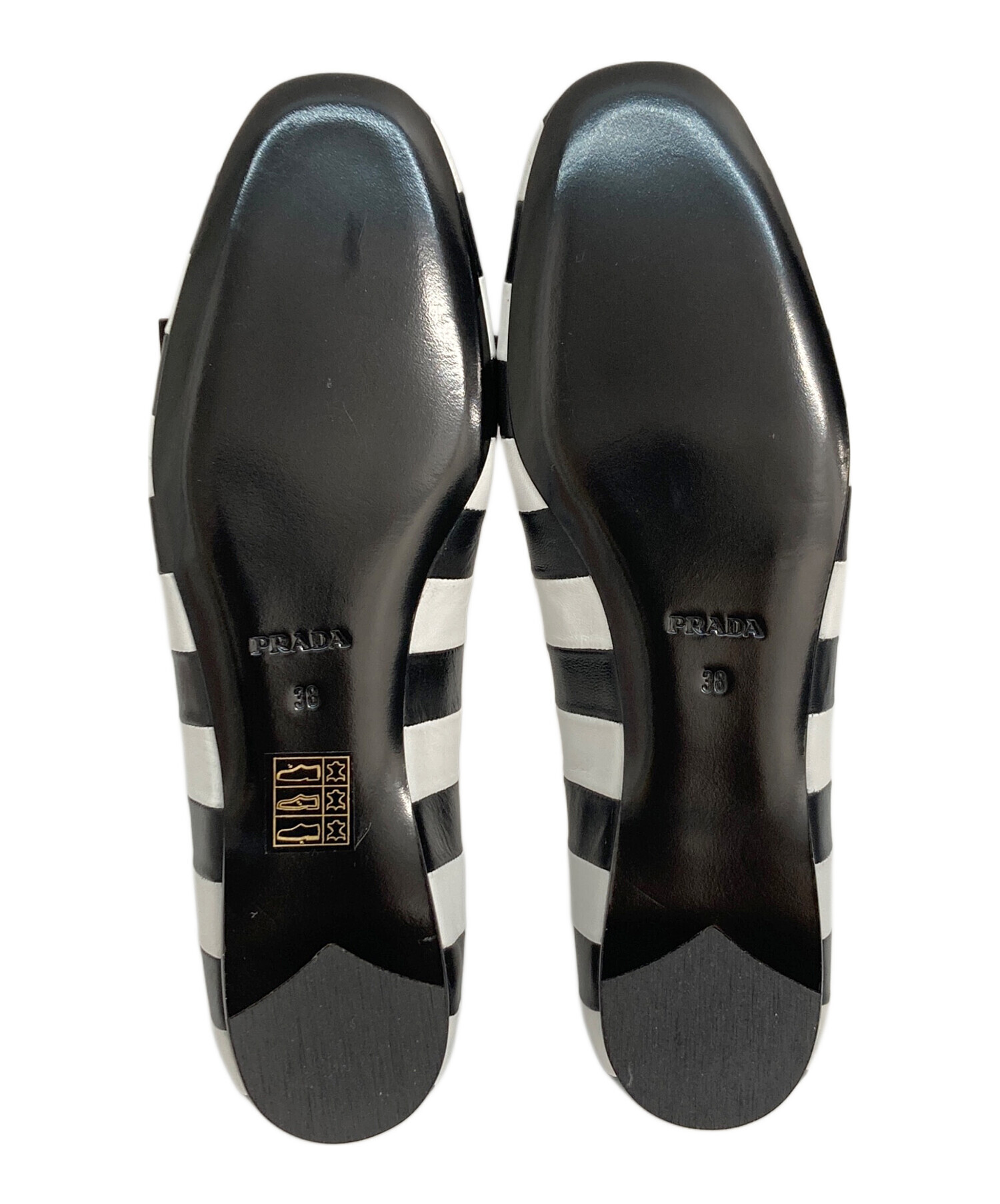 Prada パンプス リボン　38 中古・古着通販】PRADA (プラダ) ストライプリボンレザーパンプス