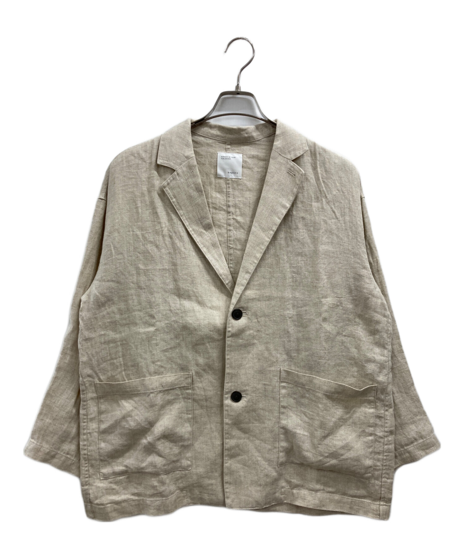 kagure ベージュ リネン テーラードジャケット 中古・古着通販】KAGURE (カグレ) フレンチリネンのテーラード