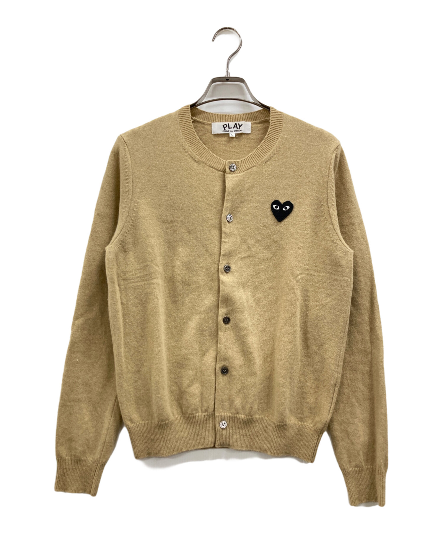 PLAY COMME des GARCONS ベージュ　ウール　カーディガン　M 中古・古着通販】PLAY COMME des GARCONS (プレイコムデギャルソン