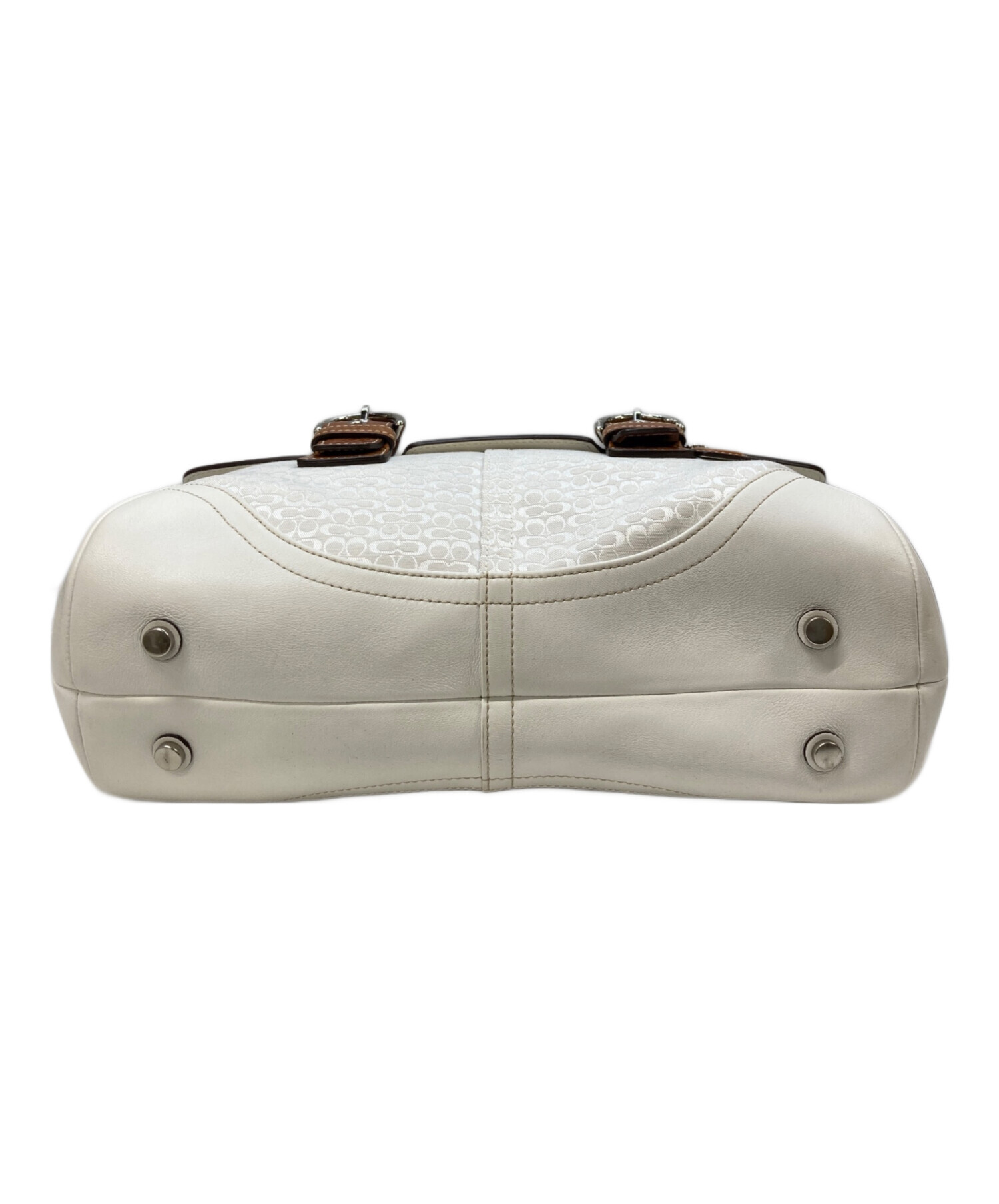 COACH シグネチャー ハンドバッグ ホワイト 中古・古着通販】COACH (コーチ) ソーホーミニシグネチャー