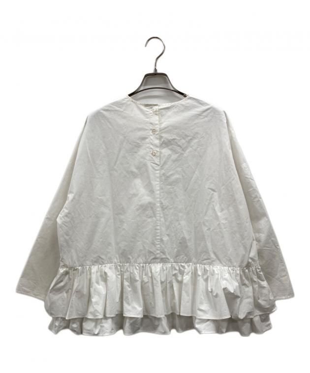 yori バックフリルブルゾンカットソー　グレー 中古・古着通販】yori (ヨリ) バックフリルブラウス ホワイト サイズ