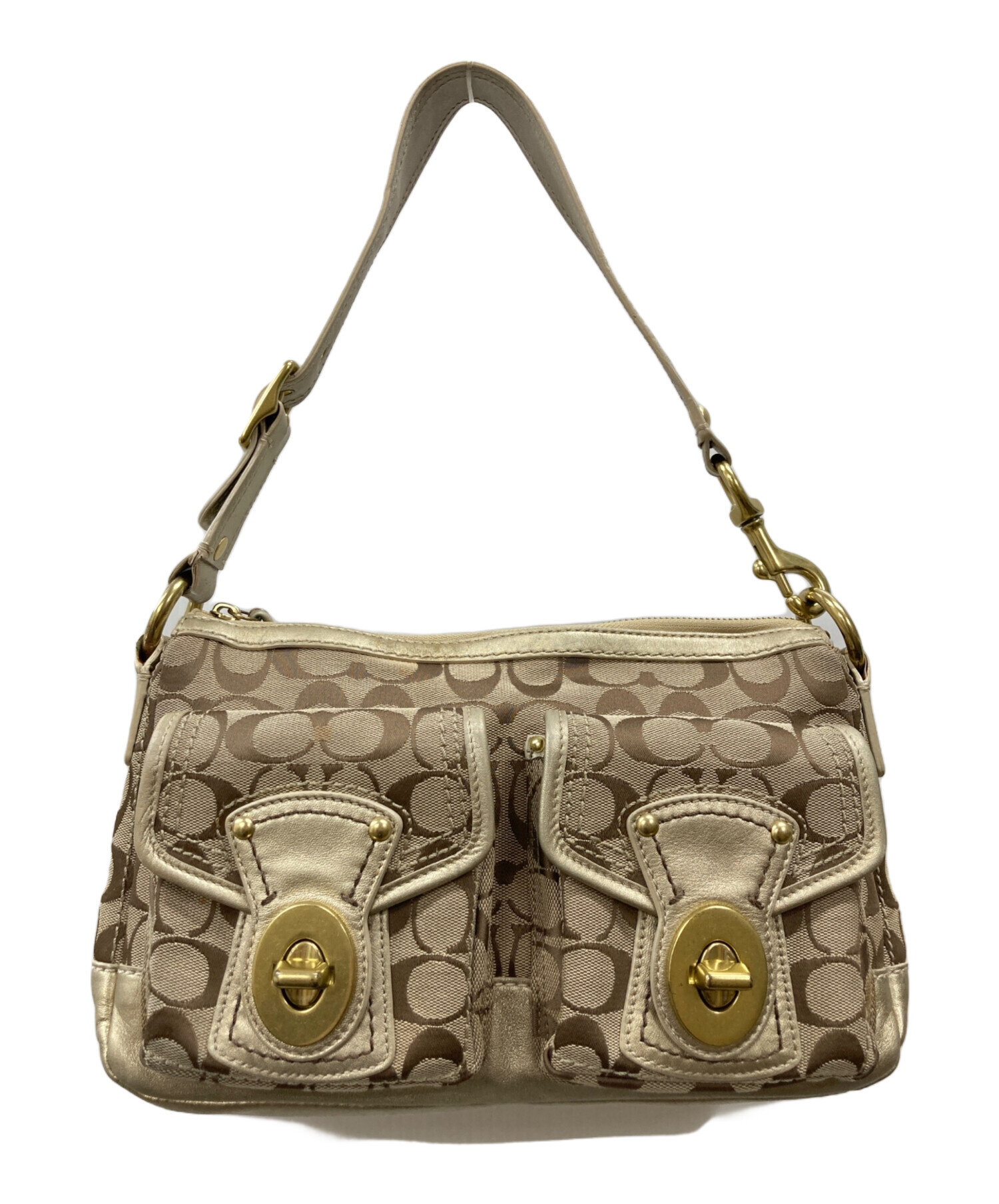 中古・古着通販】COACH (コーチ) ショルダーバッグ ベージュ×ブラウン 