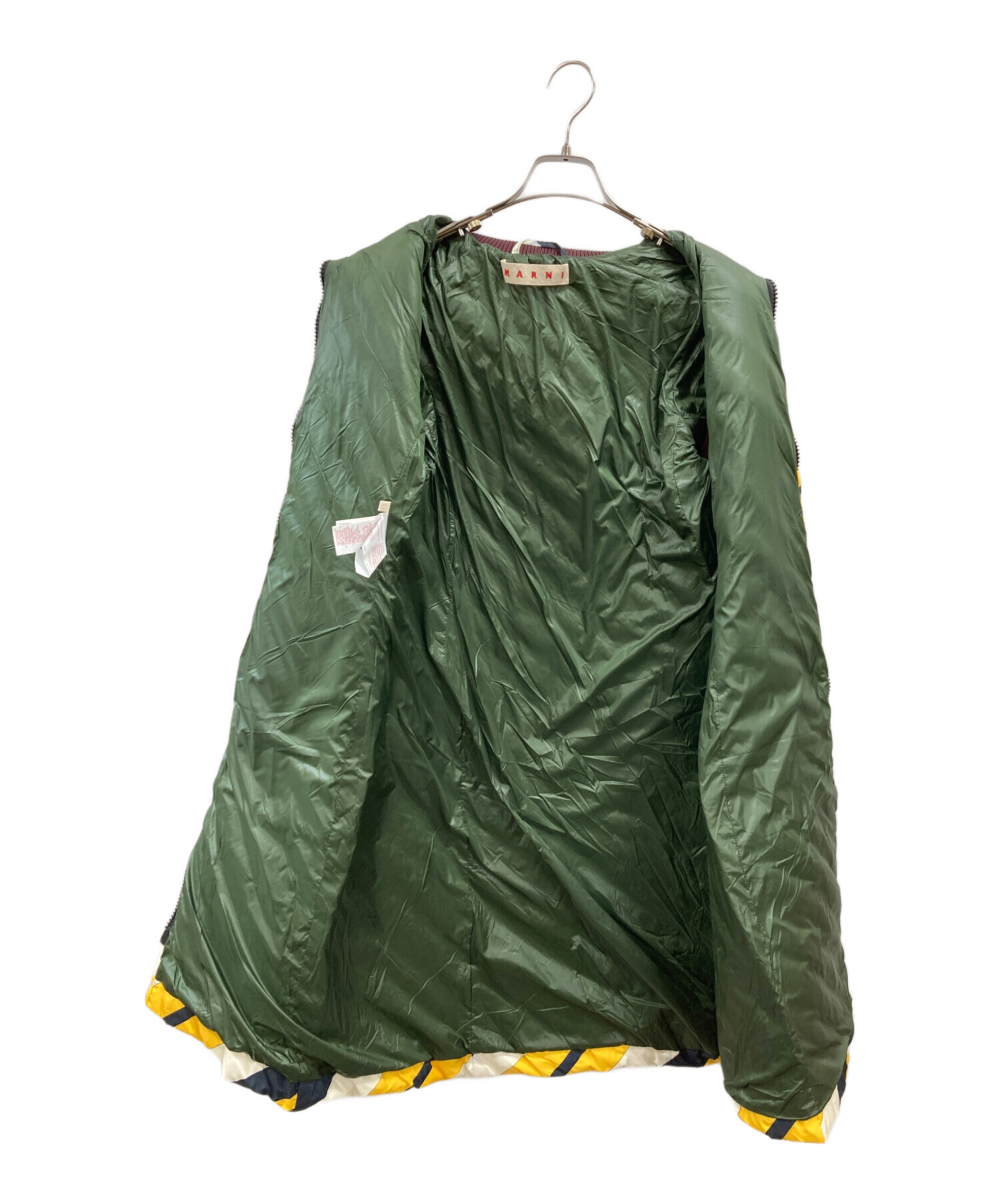 美品 MARNI モッズコート マルニ カーキ イエロー 44 中古・古着通販】MARNI (マルニ) ストライプ ロングダウンコート