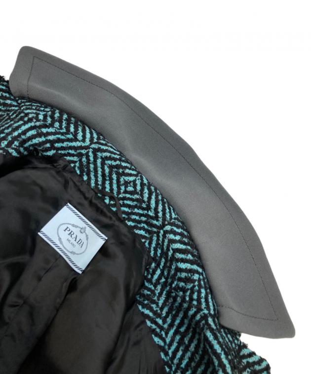 PRADA プラダ テーラード ジャケット ツイード 42 L 黒 美品 中古・古着通販】PRADA (プラダ) ツイード テーラードジャケット
