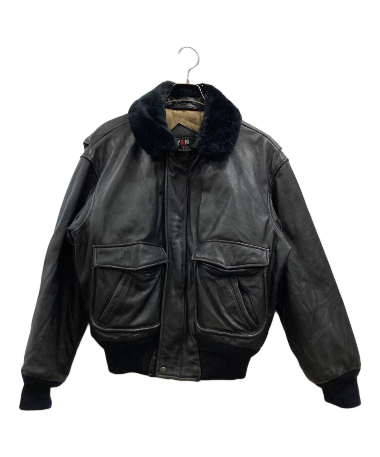 中古・古着通販】VAN (ヴァン) フライトレザージャケット ブラック