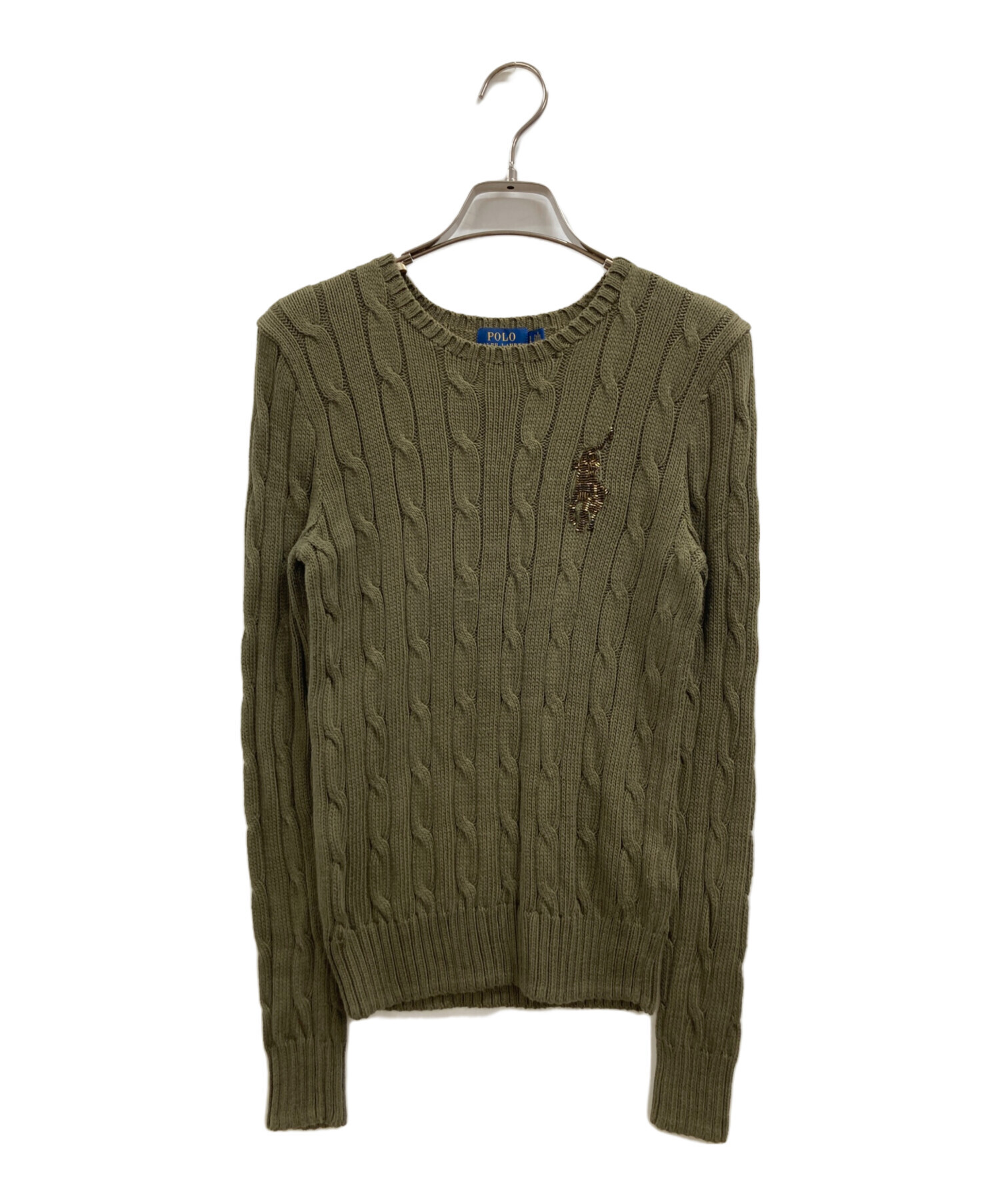 【本日限り！】Polo Ralph Laurenケーブルニットオリーブグリーン 中古・古着通販】POLO RALPH LAUREN (ポロ・ラルフローレン