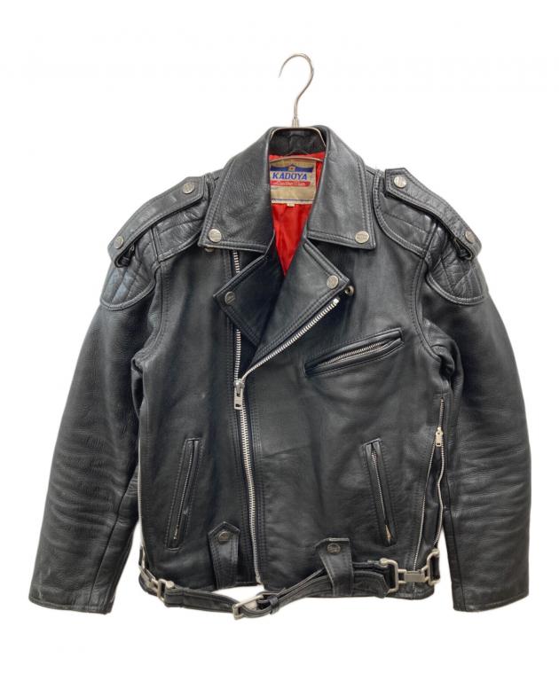 希少 70s KADOYA ダブルライダースジャケット ブラック 裏地レッド M 中古・古着通販】KADOYA (カドヤ) ダブルライダースジャケット