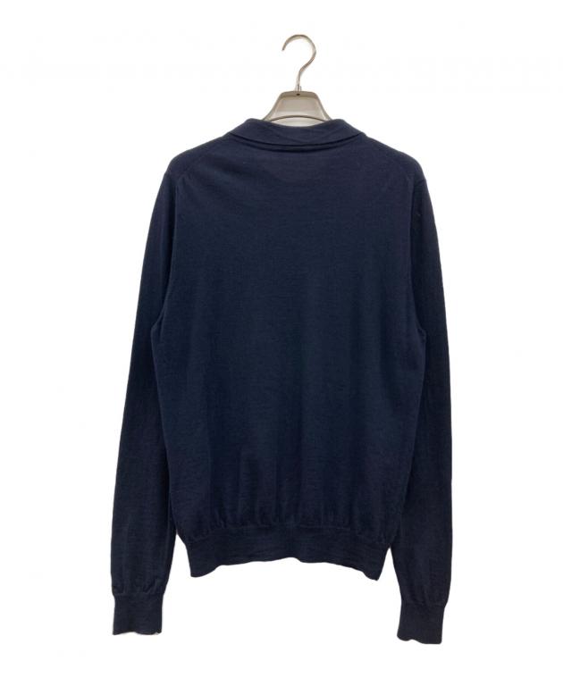 中古・古着通販】PRADA (プラダ) ニットポロシャツ ネイビー サイズ:50