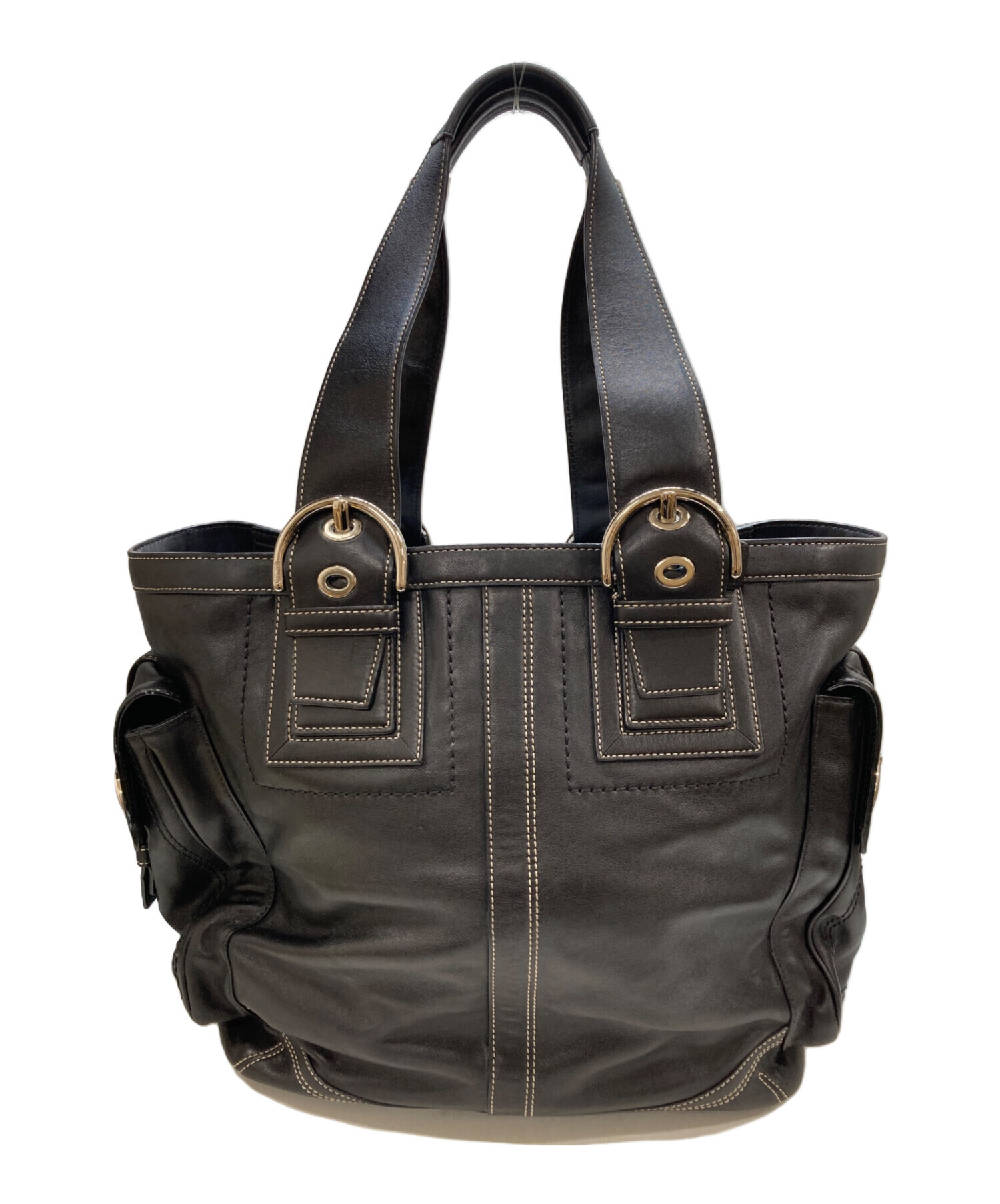 中古・古着通販】COACH (コーチ) 2WAYレザートートバッグ ブラック