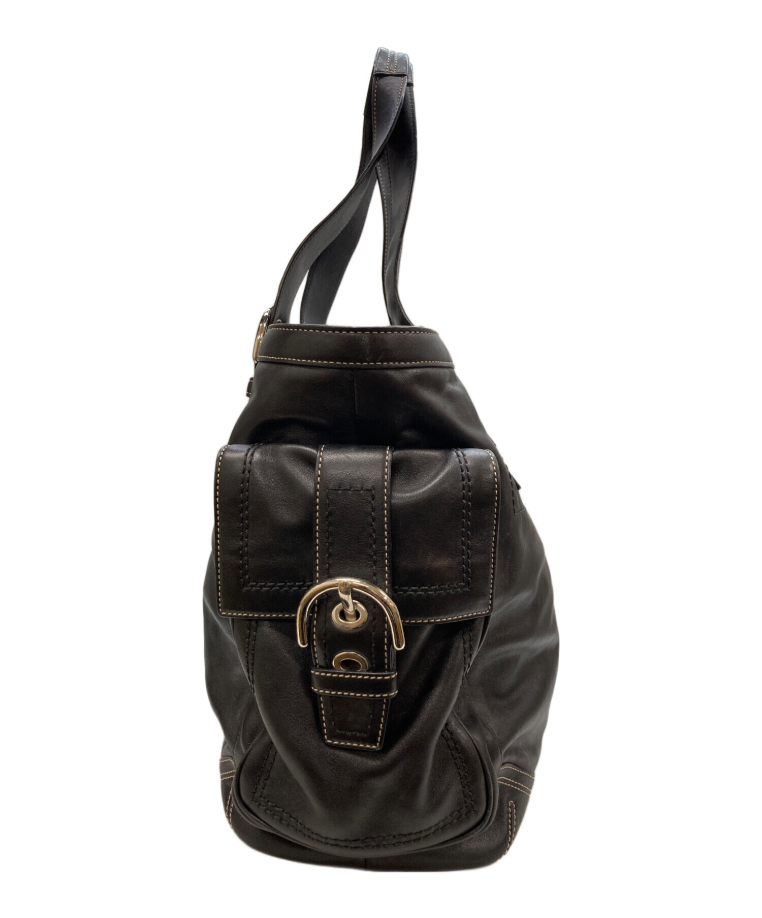 中古・古着通販】COACH (コーチ) 2WAYレザートートバッグ ブラック