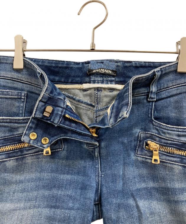 m*n様 Balmain バイカーデニムパンツ サイズ38 中古・古着通販】BALMAIN (バルマン) バイカーデニムパンツ インディゴ