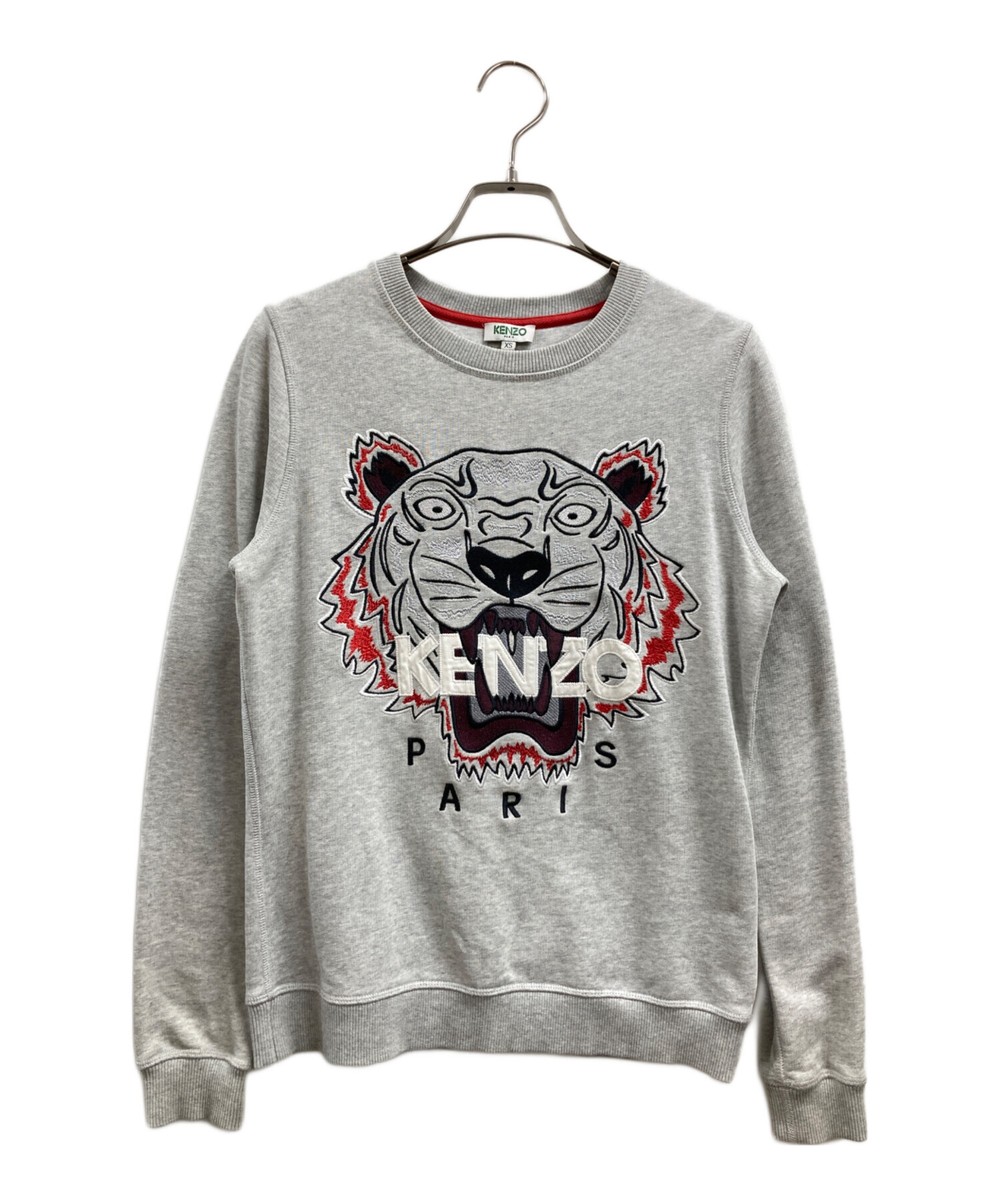 【美品】KENZO ケンゾー スウェット トレーナー タイガー刺繍 レッド S 中古・古着通販】KENZO (ケンゾー) タイガー刺繍スウェット グレー