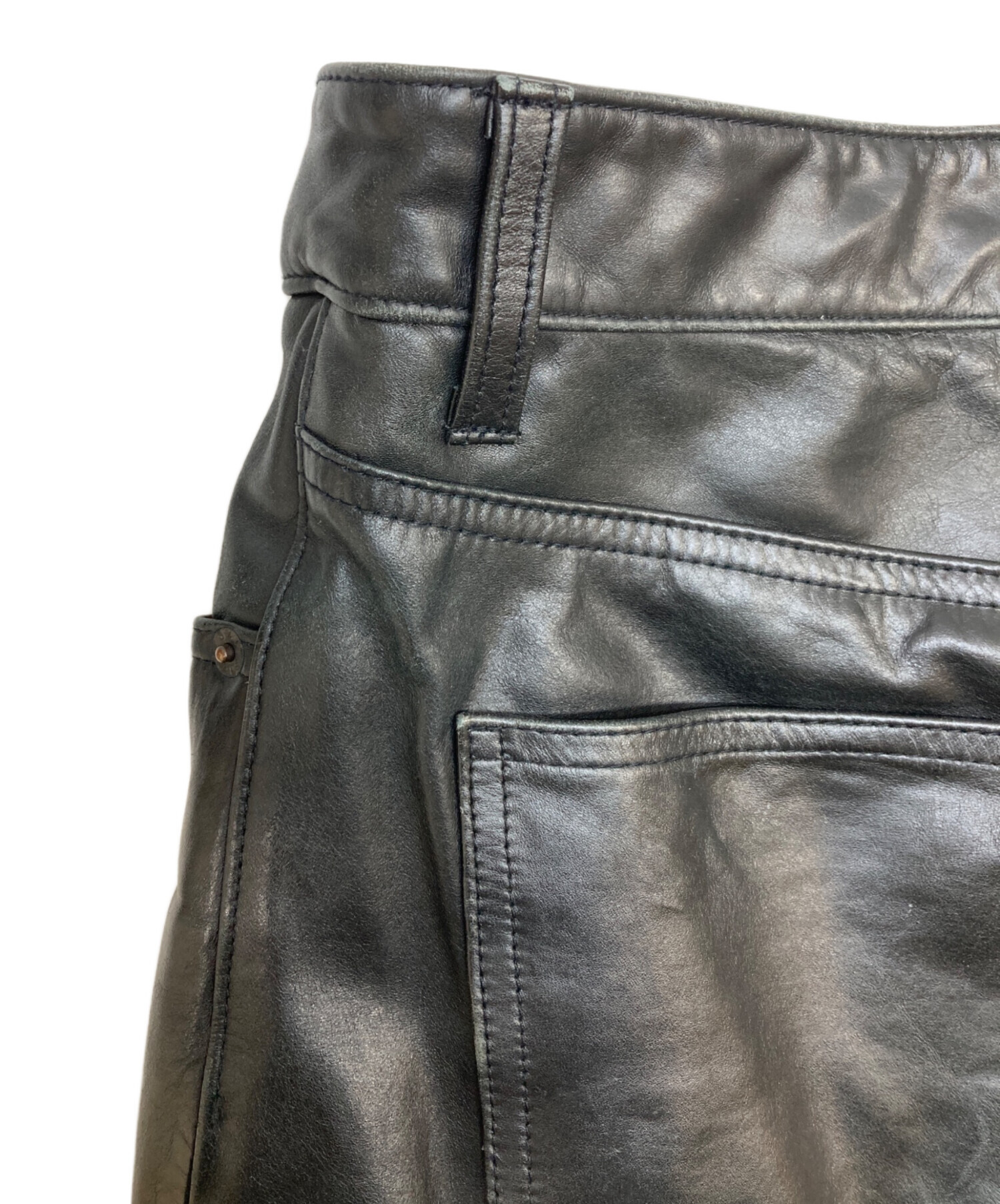 Old GAP　オールドギャップ　ブラックレザーパンツ　28インチ 中古・古着通販】OLD GAP (オールドギャップ) 00sレザーパンツ