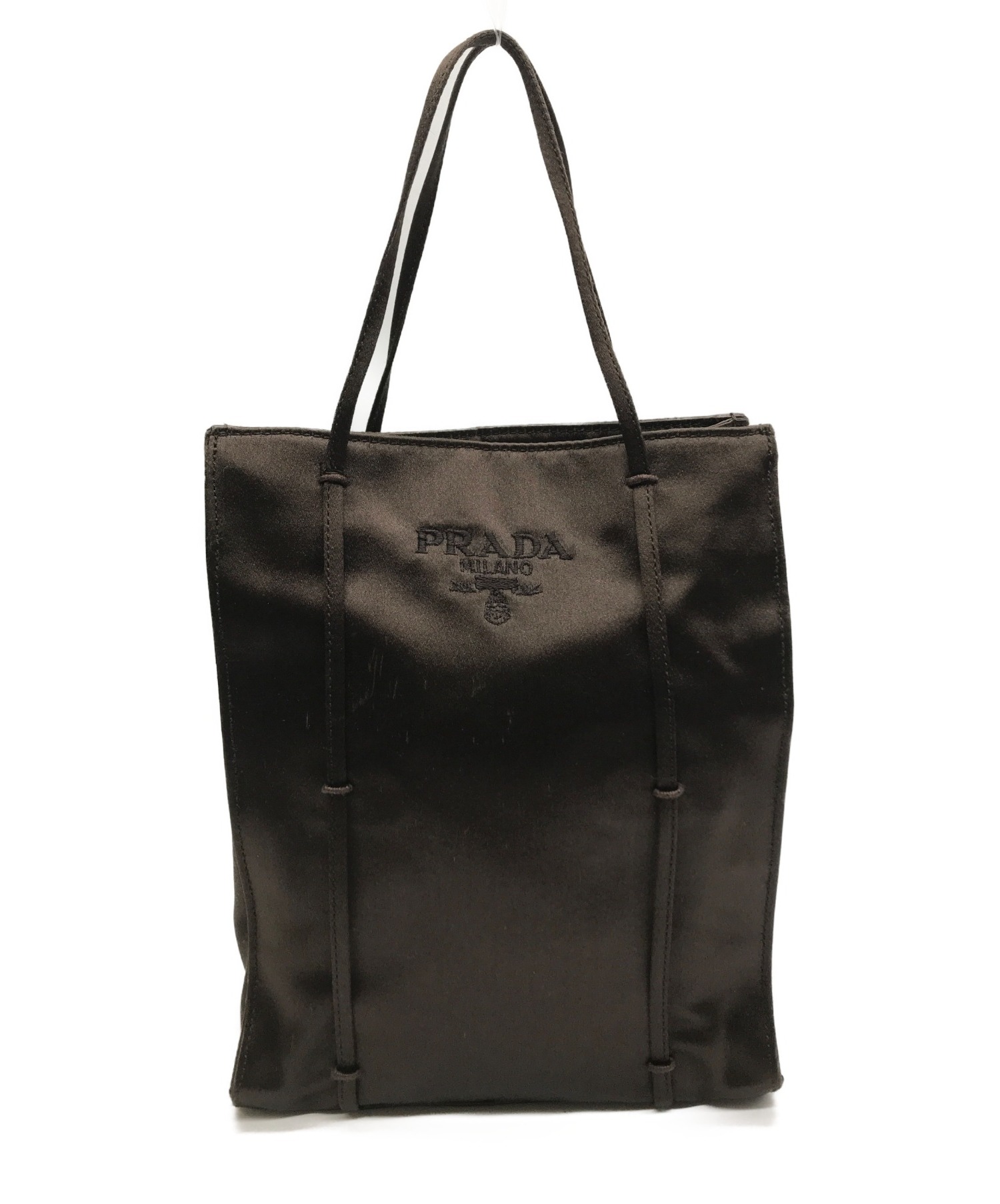 中古・古着通販】PRADA (プラダ) サテンミニバッグ ブラウン RASO 