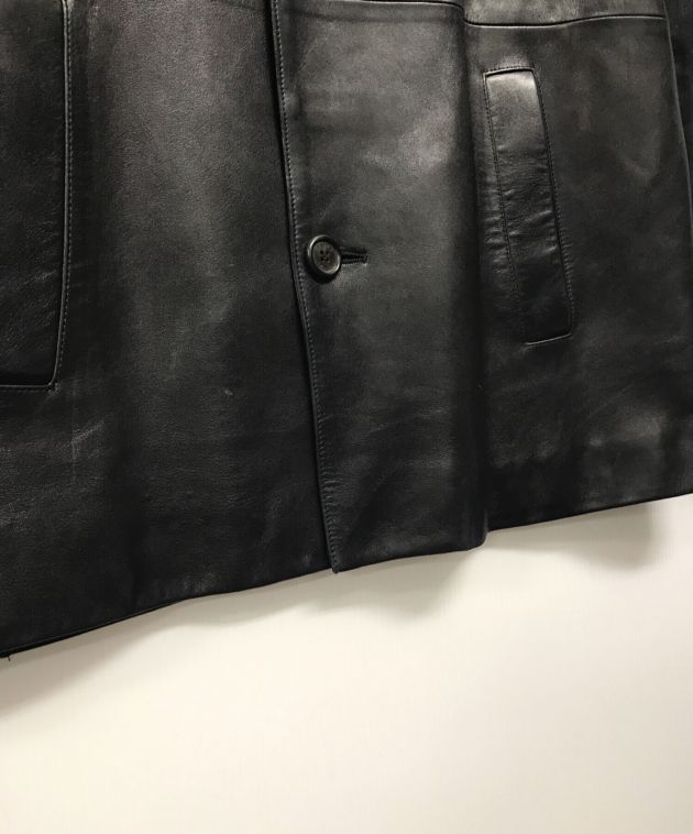 中古・古着通販】PRADA (プラダ) レザージャケット ブラック サイズ:46