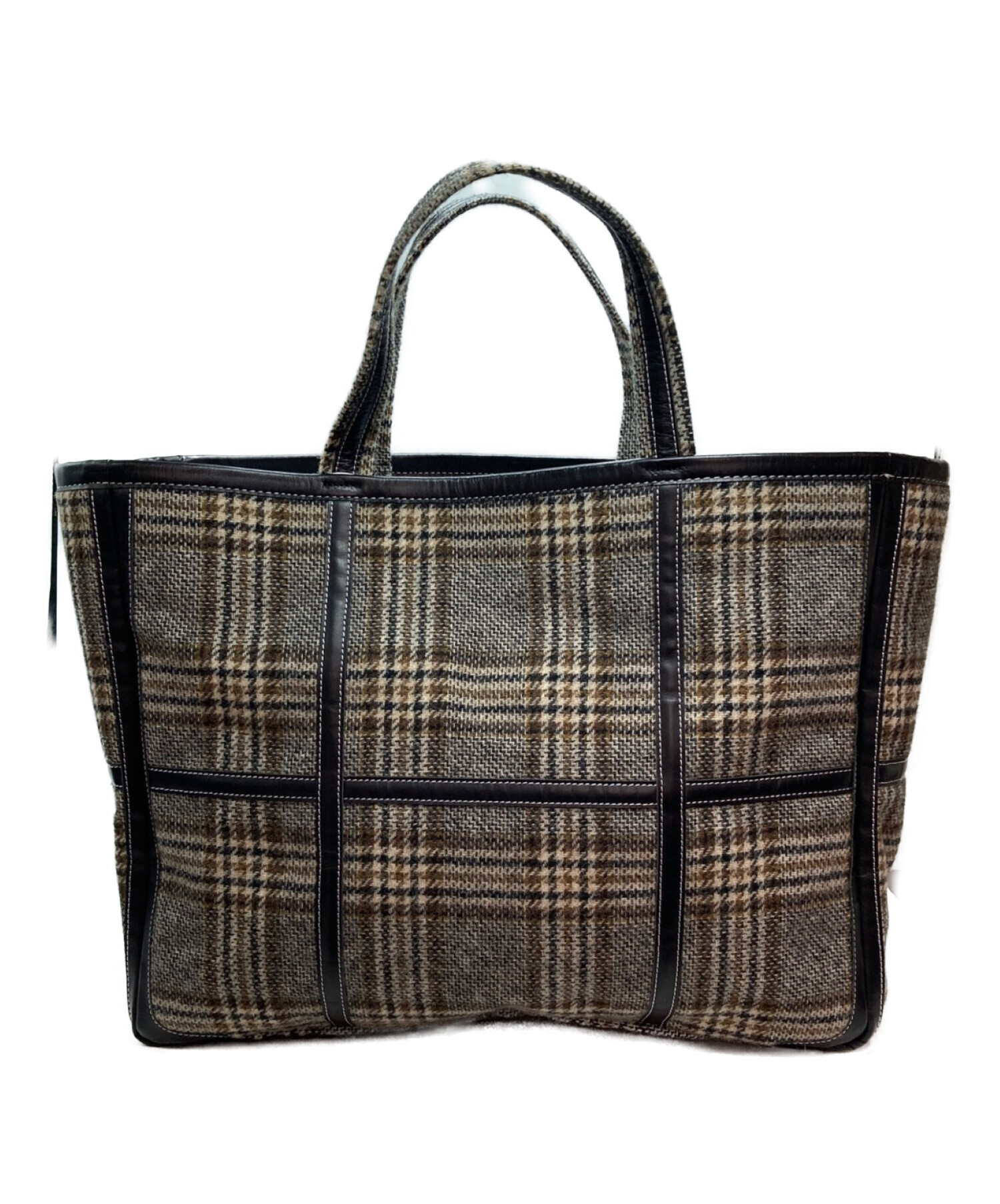 LUDLOW チェック トートバッグ LUDLOW（ラドロー） trimmed canvas tote ギンガムチェック トート