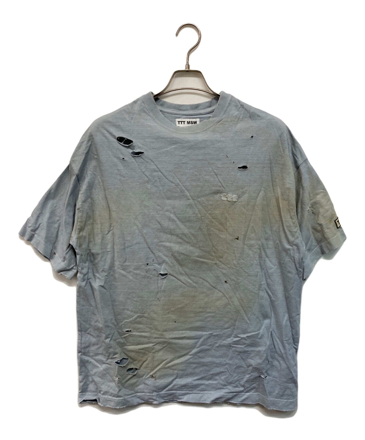 中古・古着通販】TTT MSW (ティー) ダメージ加工Tシャツ グレー サイズ 