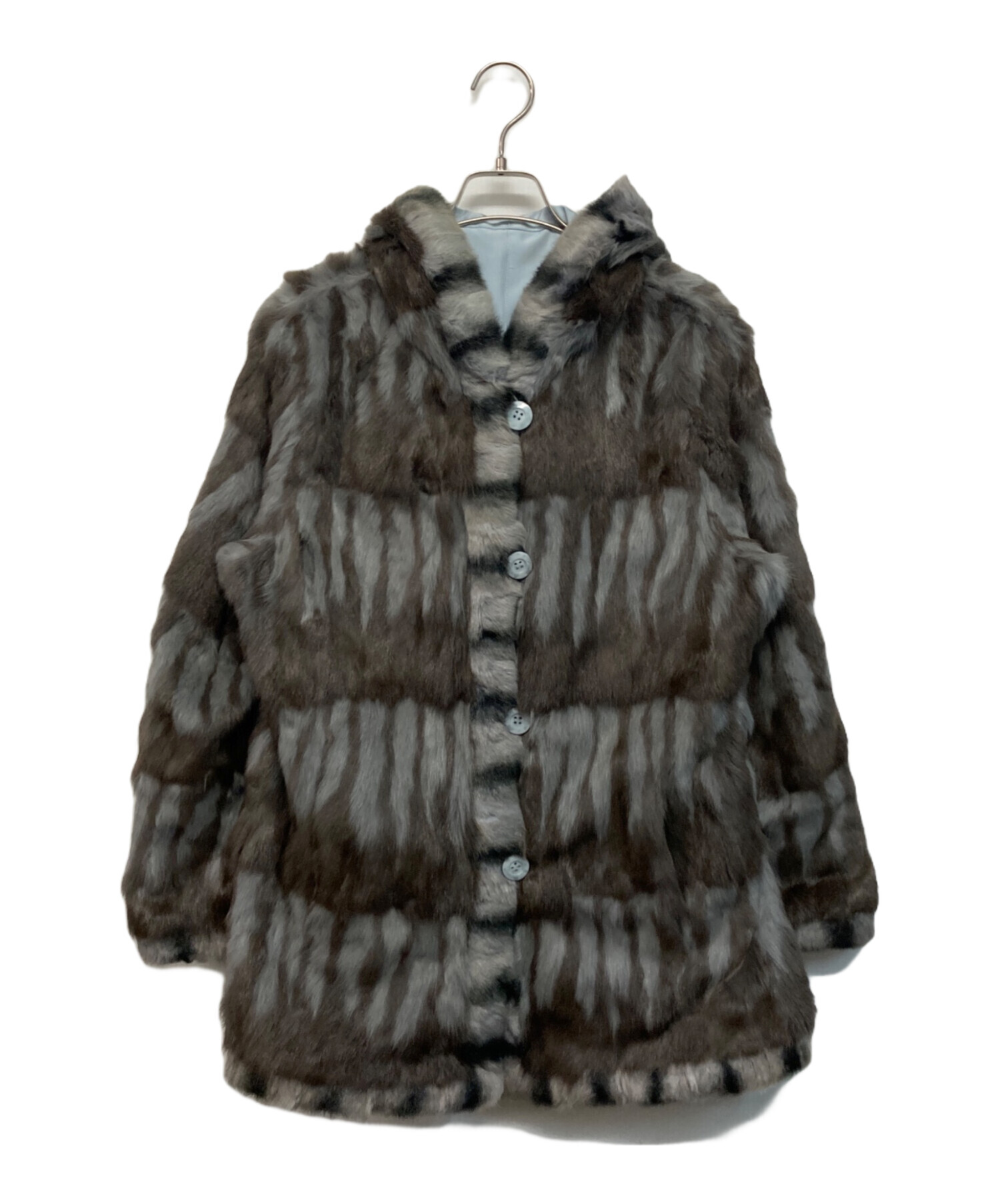 BALMAIN ファージャケット リバーシブル 中古・古着通販】BALMAIN (バルマン) リバーシブルファーコート グレー