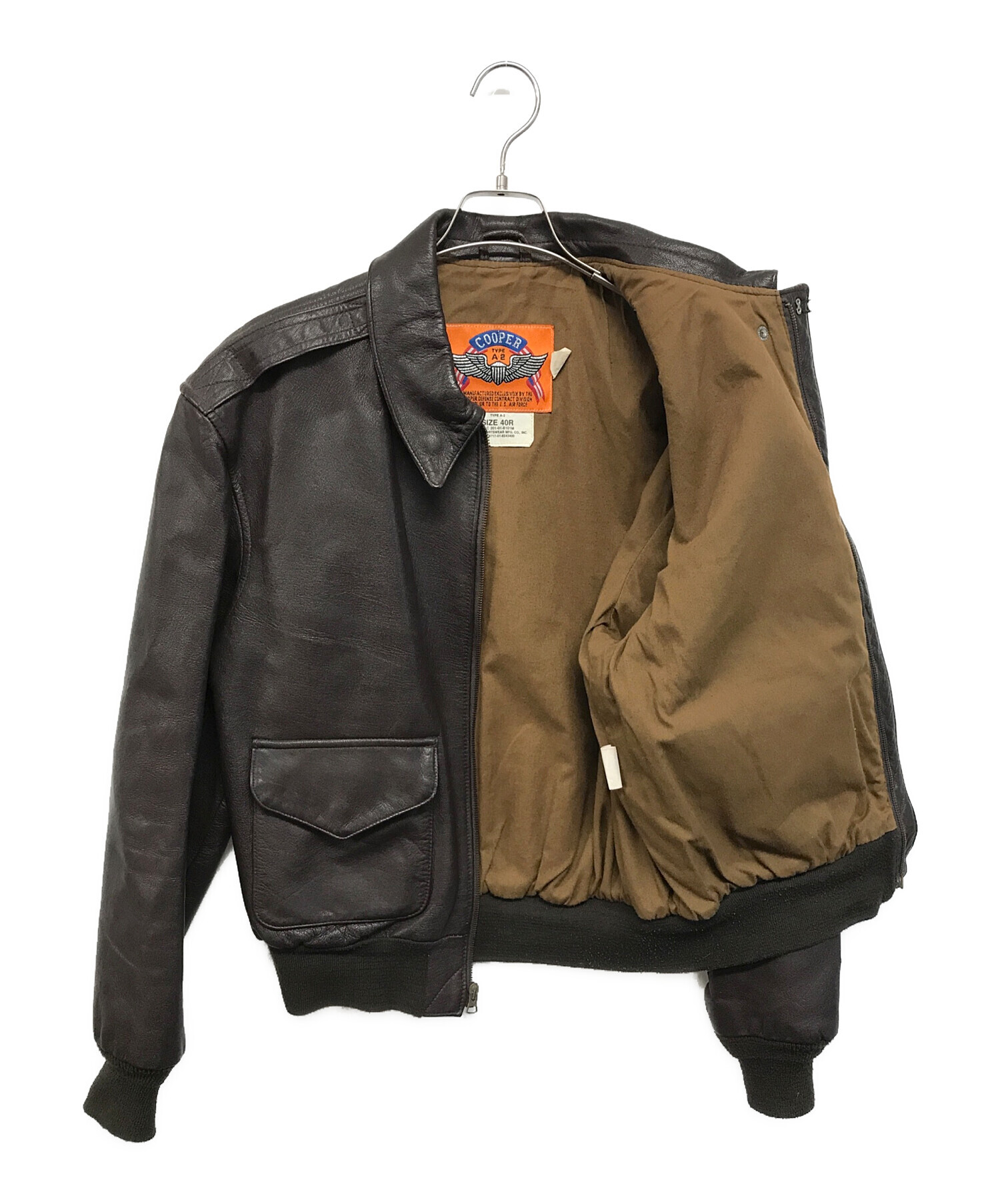 中古・古着通販】cooper (クーパー) A-2 レザージャケット ブラウン