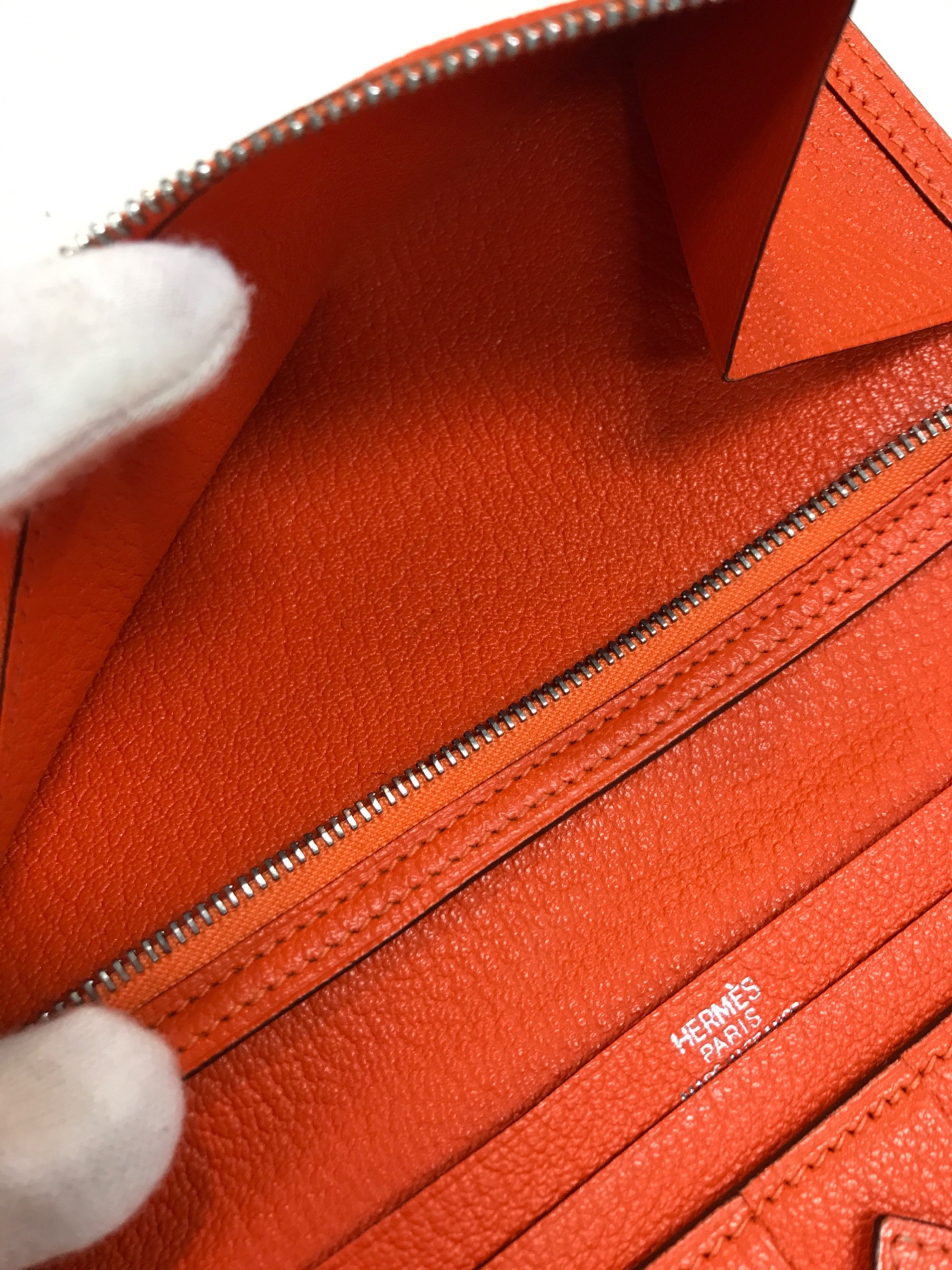中古・古着通販】HERMES (エルメス) ベアン長財布 オレンジ｜ブランド