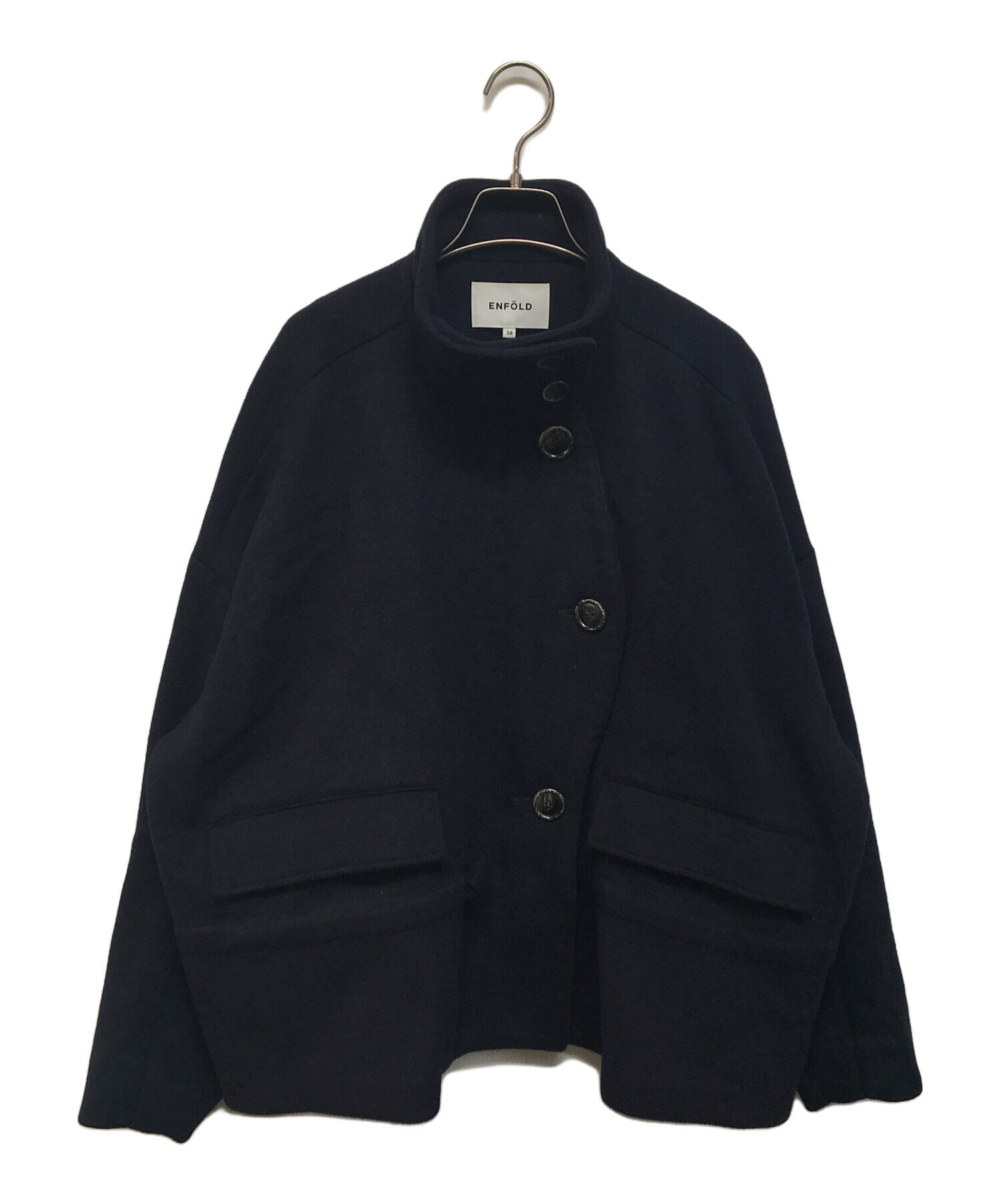 中古・古着通販】ENFOLD (エンフォルド) STAND SHORT COAT ネイビー