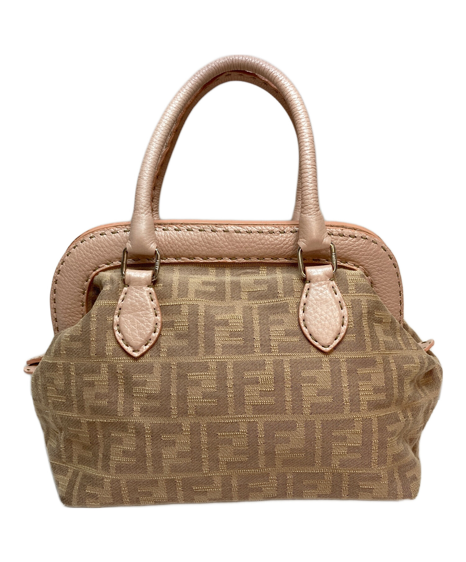 中古・古着通販】FENDI (フェンディ) ハンドバッグ ベージュ×ピンク 