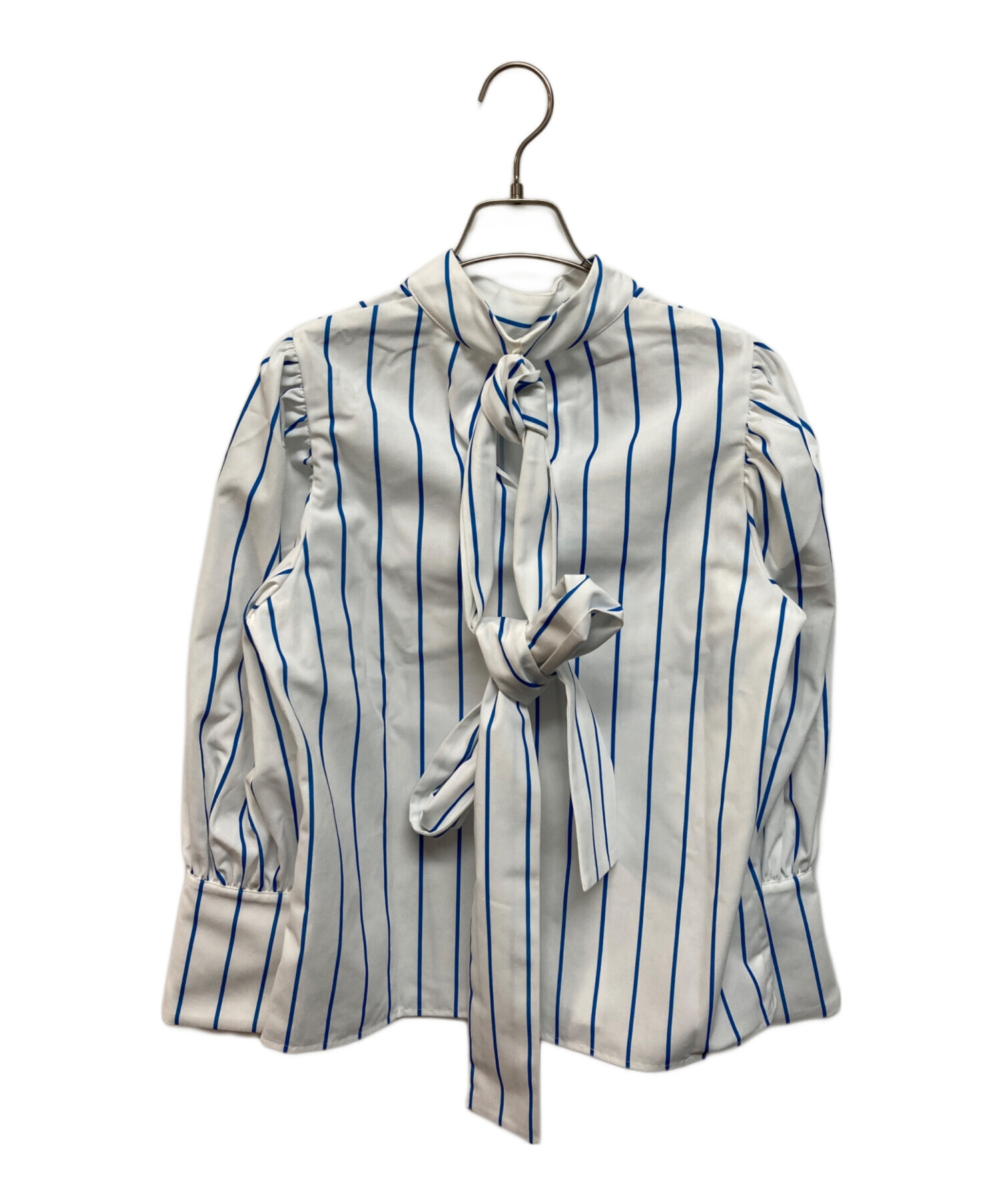 中古・古着通販】BLUE PALANG (ブルーパラン) STRIPED RIBBON BLOUSE 