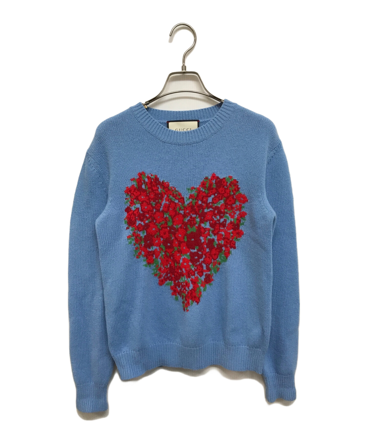 中古・古着通販】GUCCI (グッチ) 17SS花柄ハートウールニット ブルー