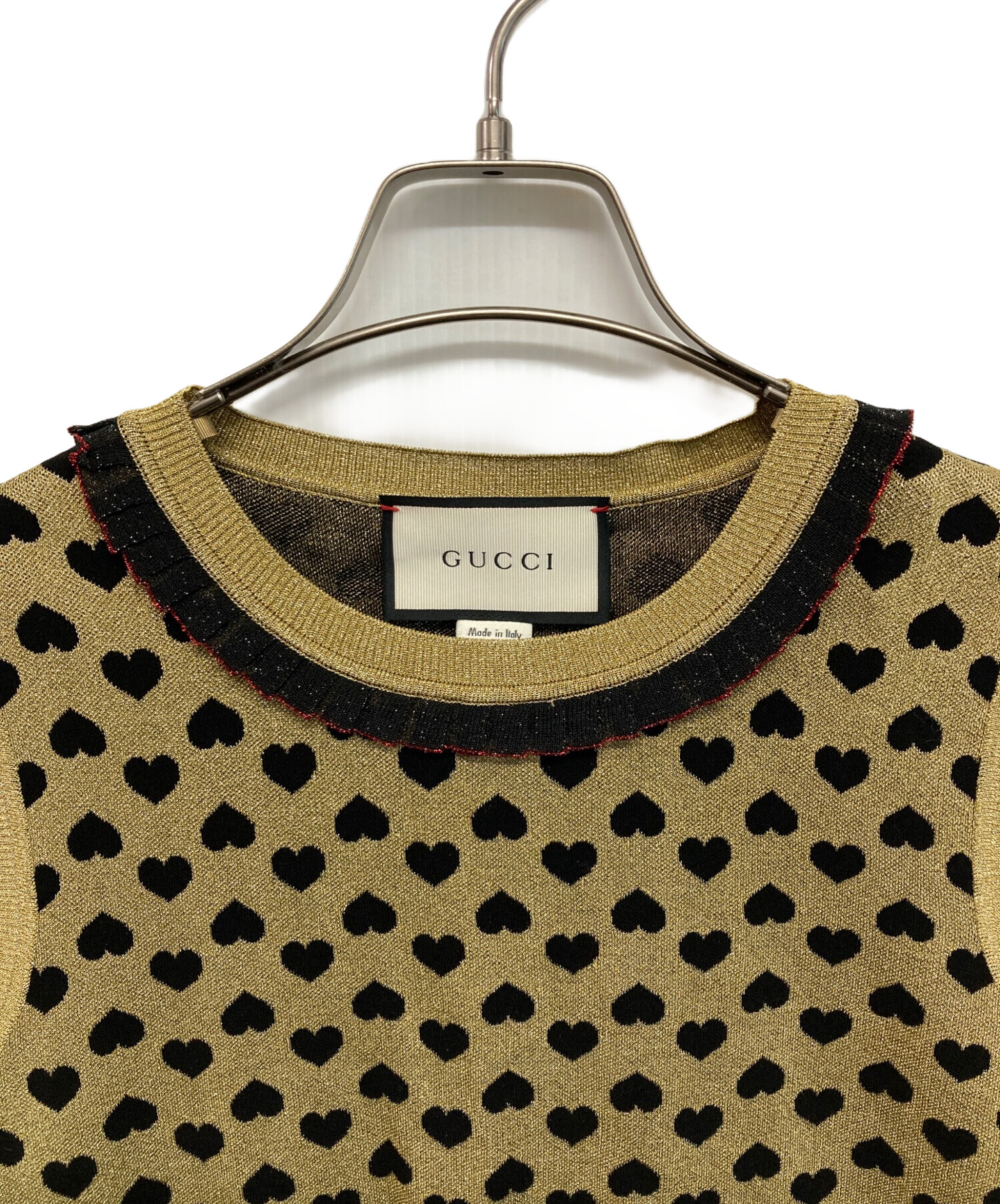 中古・古着通販】GUCCI (グッチ) ハートジャガードノースリーブニット 