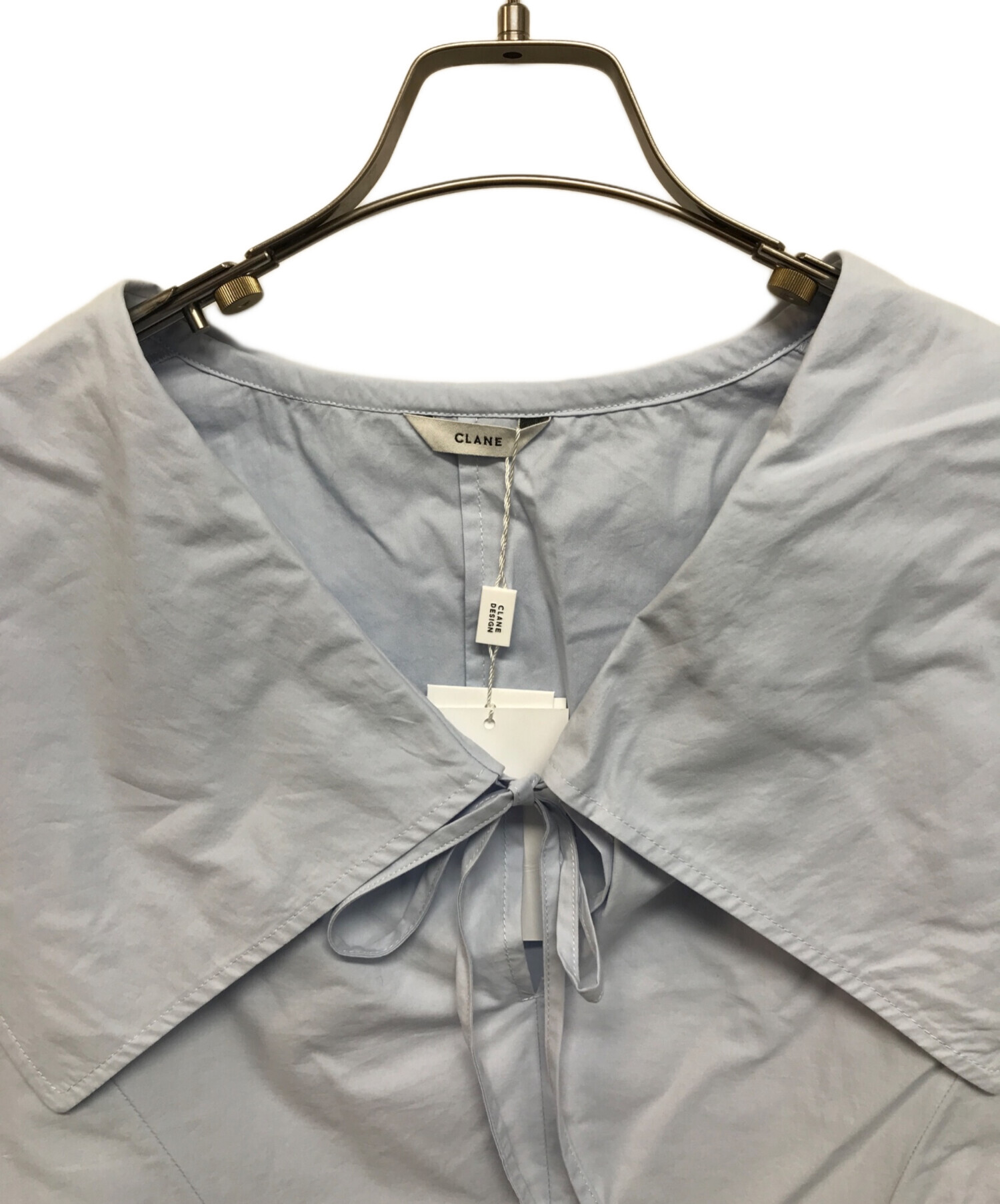 中古・古着通販】CLANE (クラネ) BIG COLLAR DRAWSTRING BLOUSE スカイ
