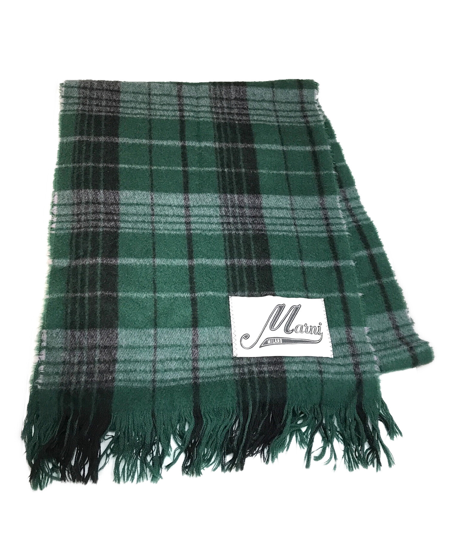 レディース 美品 MARNI チェック柄マフラー マルニ マフラー ウール