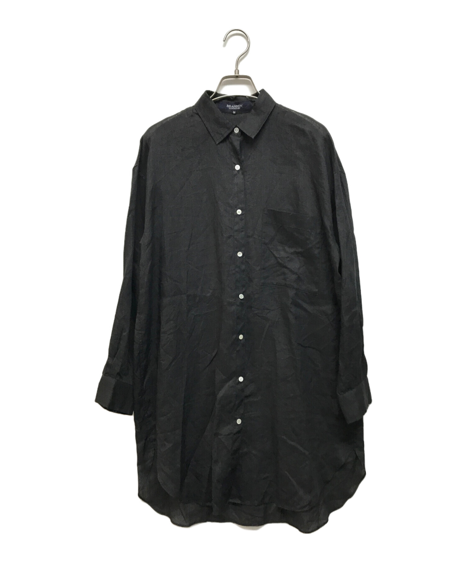 中古・古着通販】BRAHMIN (ブラーミン) 麻シースルーシャツ ブラック 