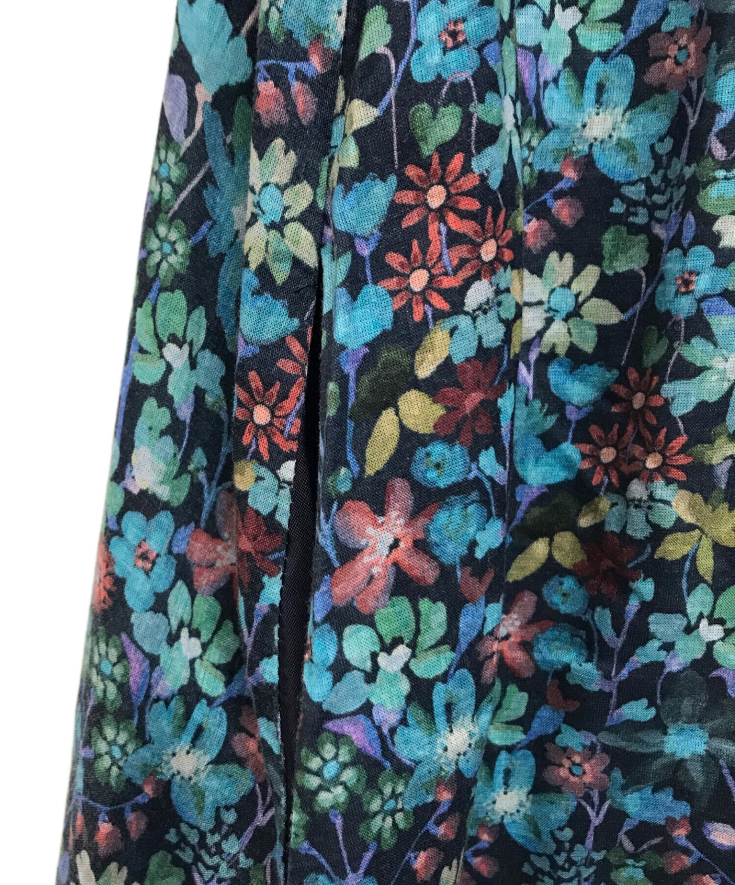 ■シャワーパーティー Shower Party *リバティプリントコットンワンピース*1綿花柄薄手長袖ペチコート付ネイビーレディース0420【11K91】 &frasl;&frasl;シャワーパーティー Shower Party リバティプリント