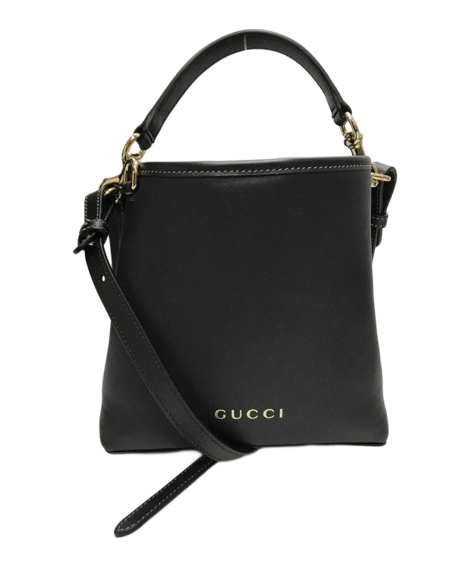 中古・古着通販】GUCCI (グッチ) スモールバケットバッグ ブラック 
