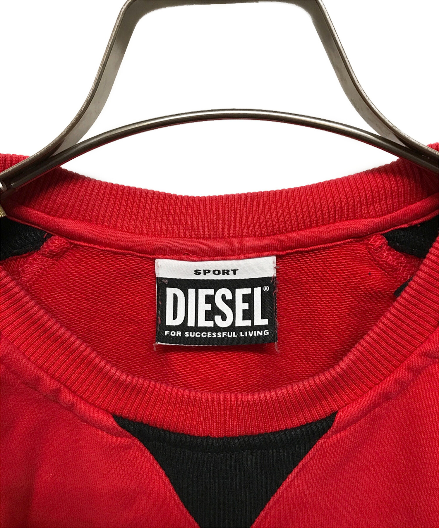 DIESEL ロゴプリント ニットトレーナー レッド 中古・古着通販】DIESEL SPORT (ディーゼルスポーツ) ロゴプリント