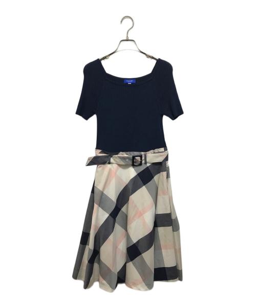 バーバリーブルーレーベルクレストブリッジ　ドッキングロングワンピース 長袖38 バーバリーブルーレーベルクレストブリッジ ドッキングロング