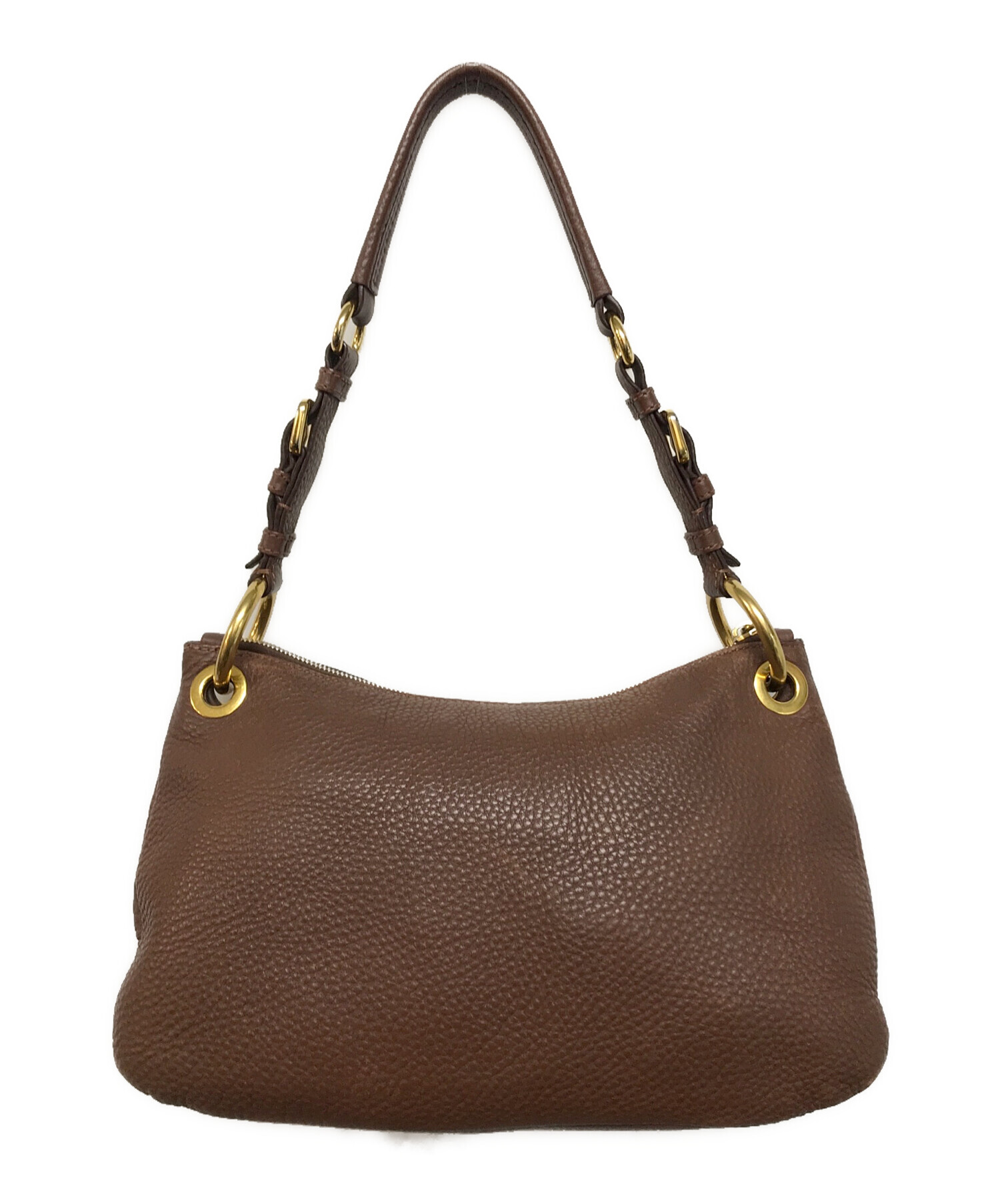 PRADA レザー ショルダーバッグ ブラウン used 中古品 中古・古着通販】PRADA (プラダ) レザーワンショルダーバッグ ブラウン
