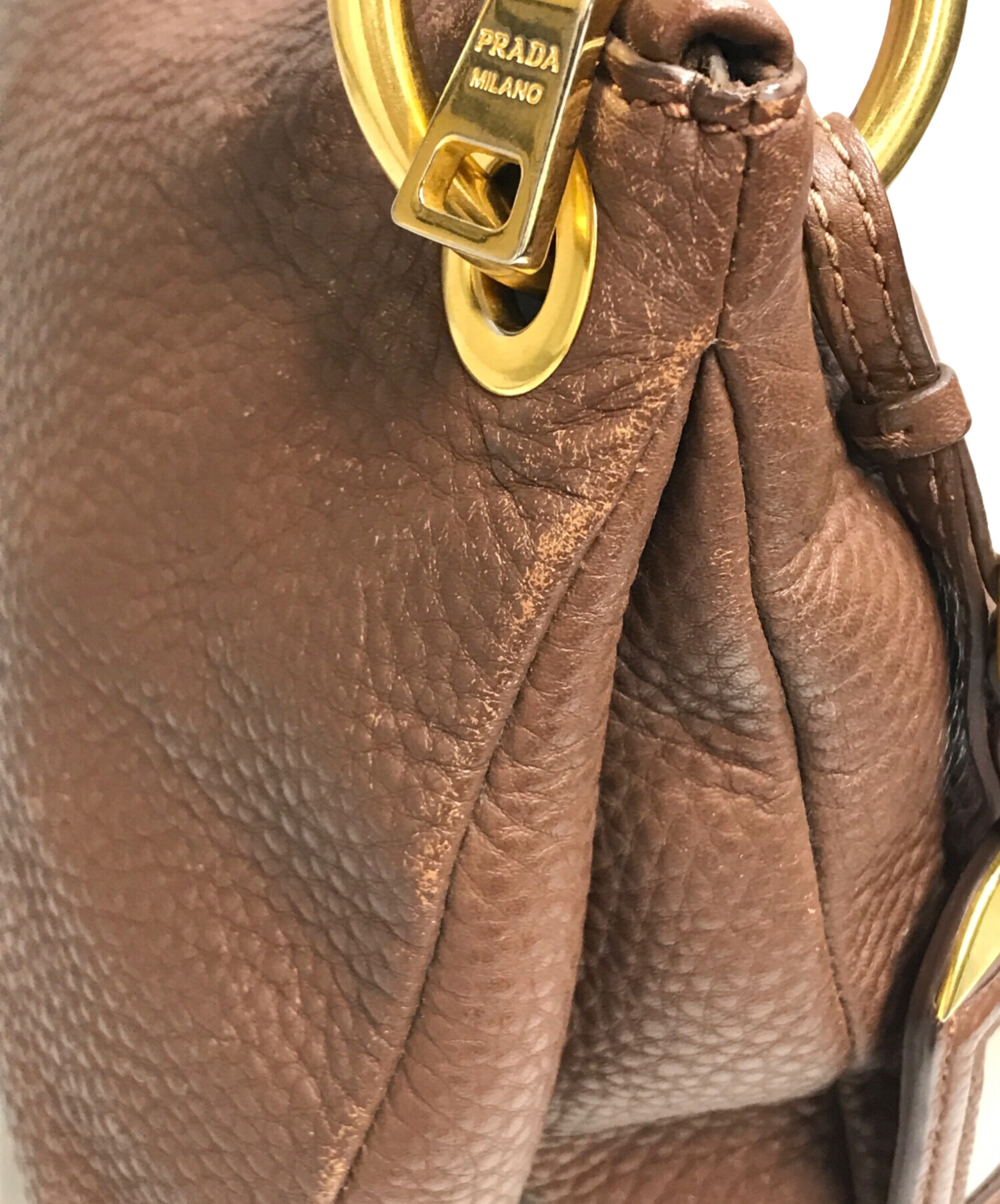 中古・古着通販】PRADA (プラダ) レザーワンショルダーバッグ ブラウン