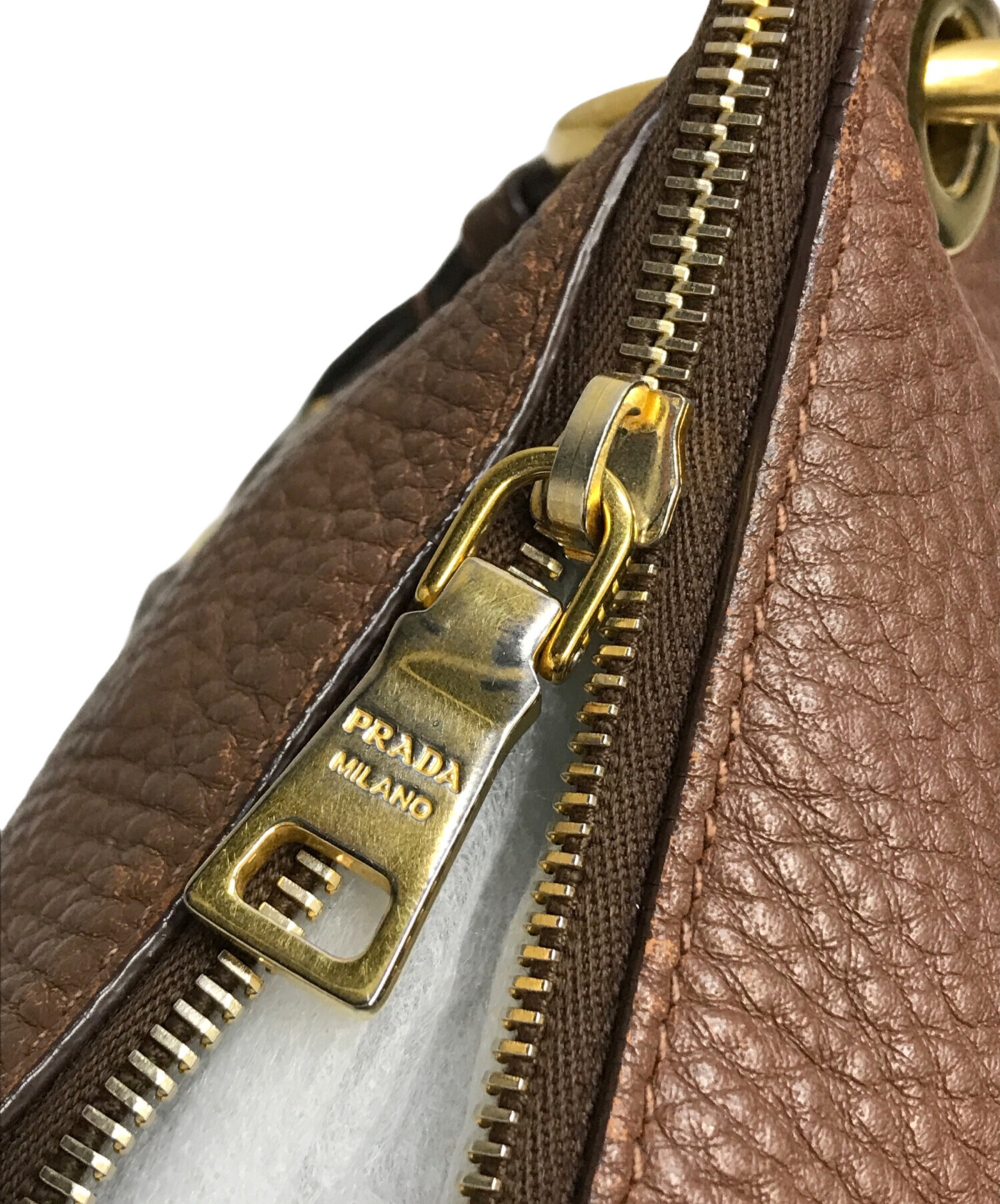 中古・古着通販】PRADA (プラダ) レザーワンショルダーバッグ ブラウン