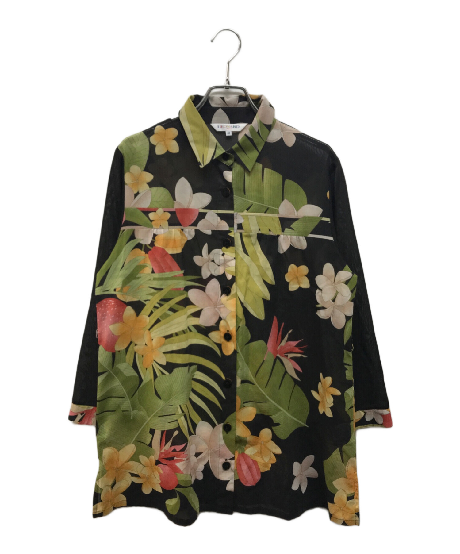中古・古着通販】LEONARD (レオナール) 花柄シアーシャツ ブラウン 