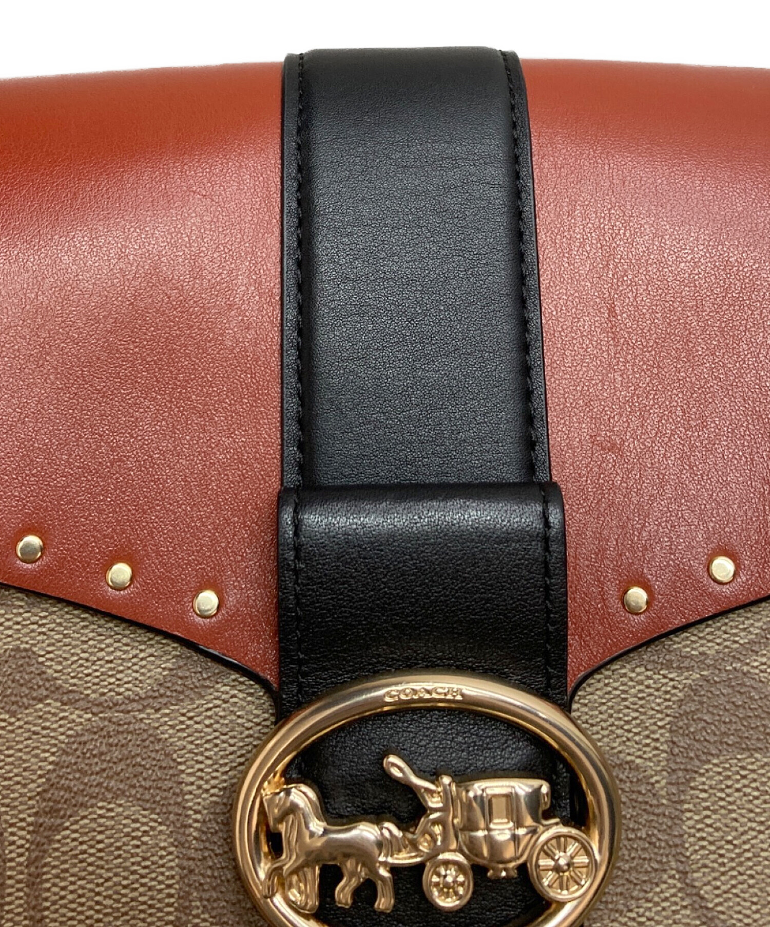 COACH ジョージ サドル バッグ ショルダーバッグ シグネチャー レザー ジョージー サドル バッグ カラーブロック シグネチャー キャンバス