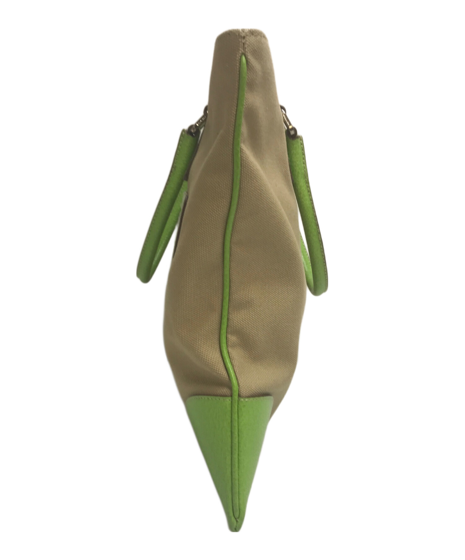 希少 プラダ PRADA ハンドバッグ レザー ブラウン カーキ パンチング