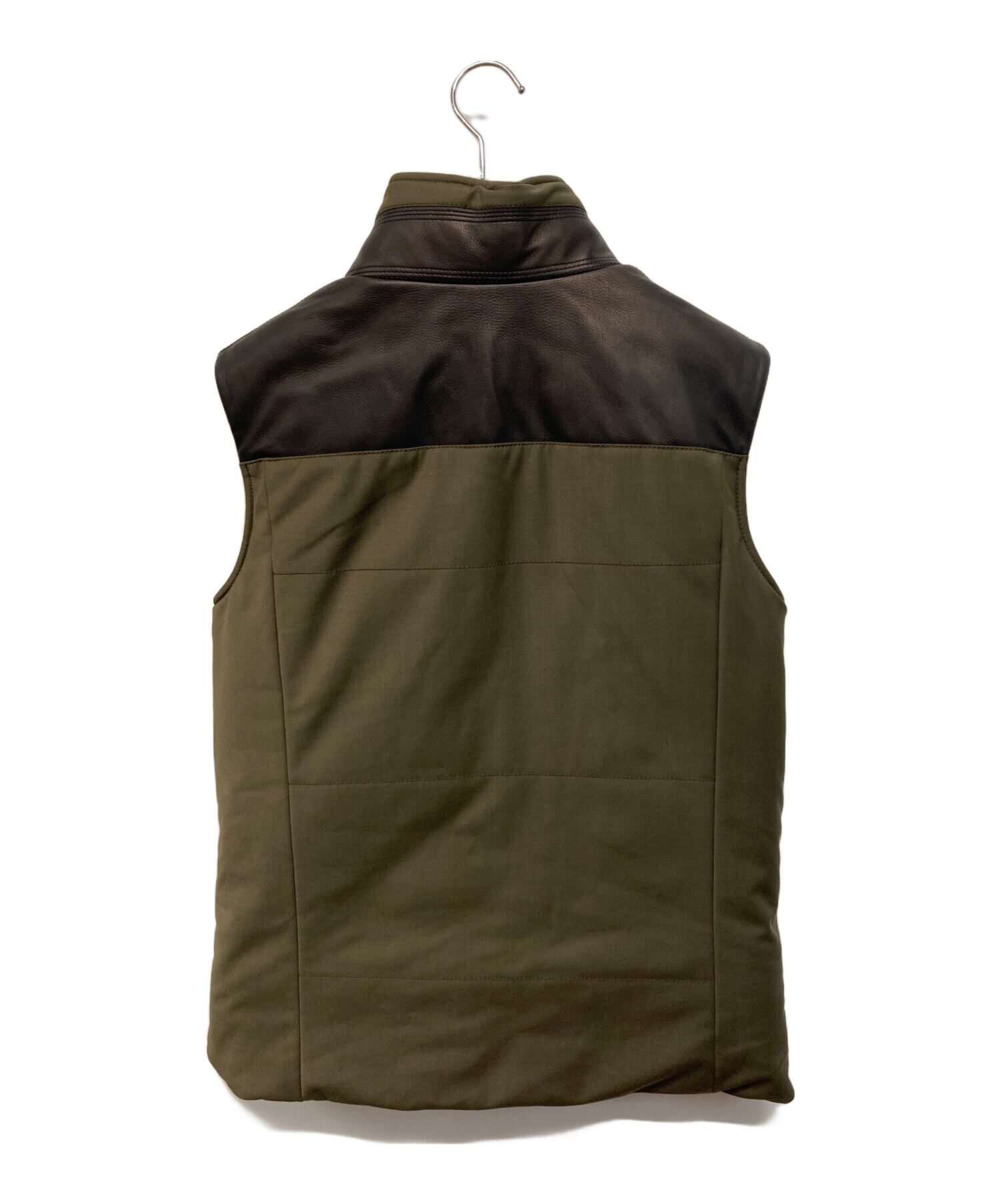 中古・古着通販】HERMES (エルメス) レザー切替ダウンベスト カーキ