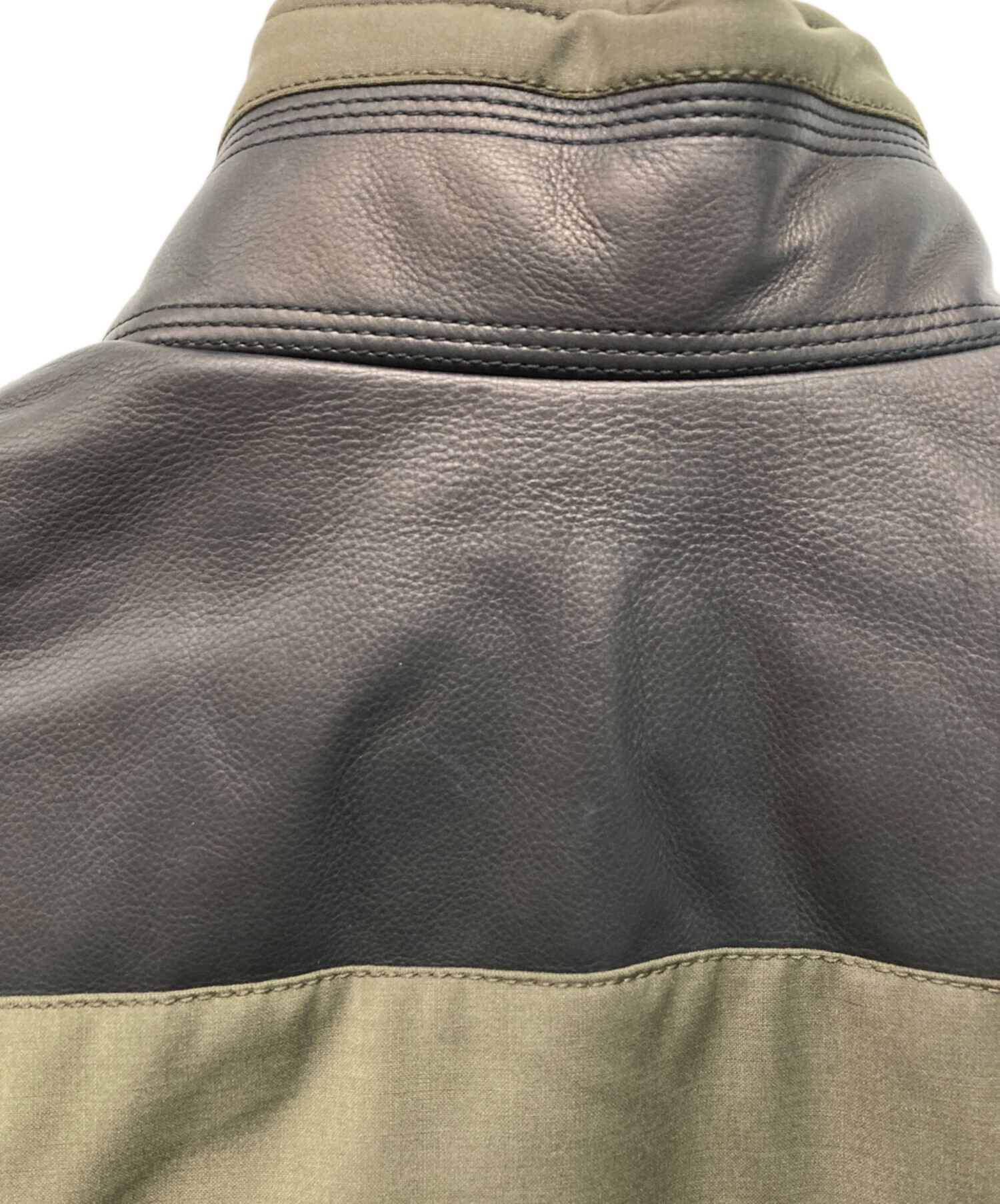 中古・古着通販】HERMES (エルメス) レザー切替ダウンベスト カーキ