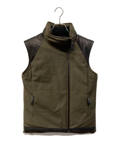 中古・古着通販】HERMES (エルメス) レザー切替ダウンベスト カーキ