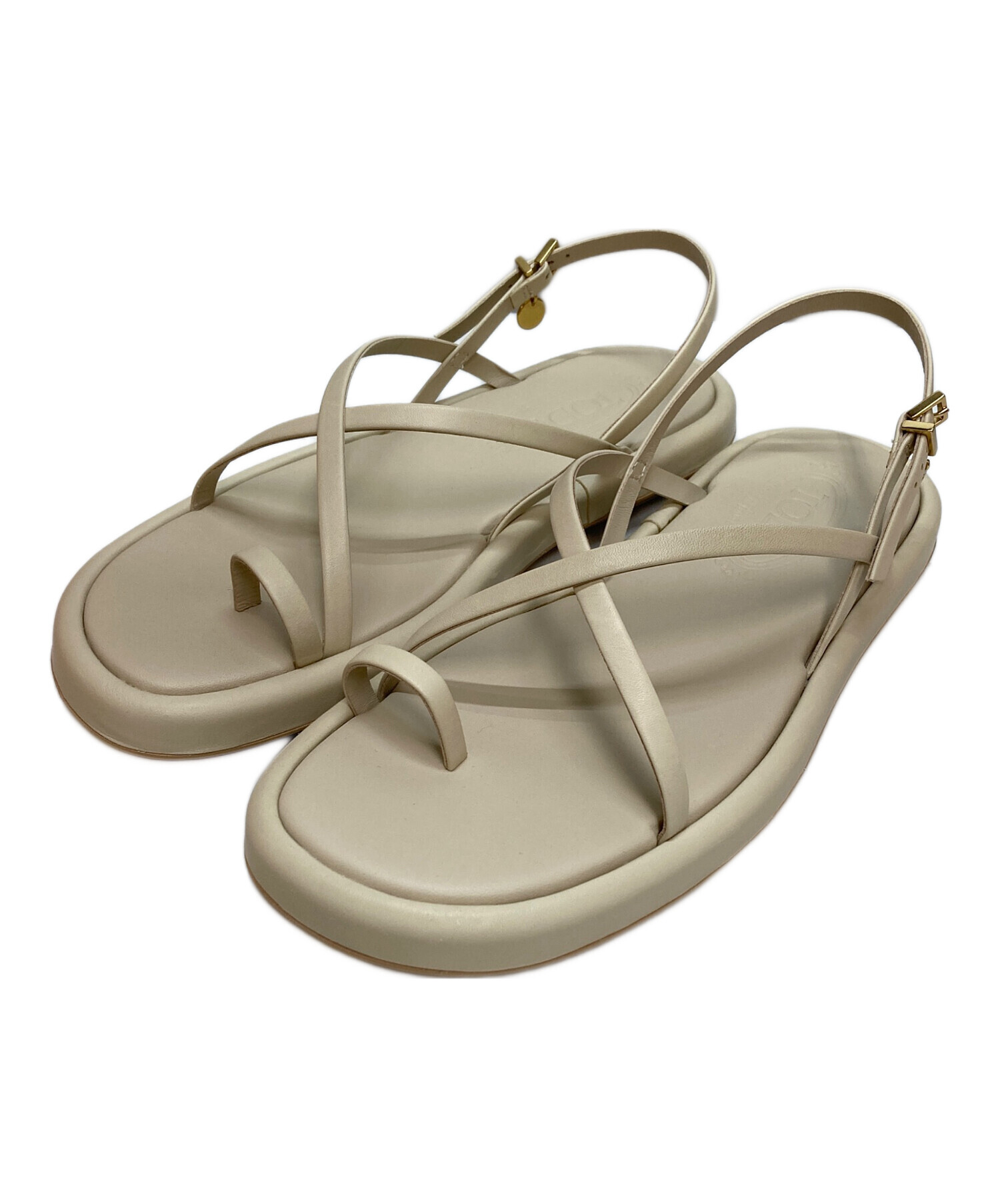 TOD’S トッズ レザーサンダル ベージュ シルバー イタリア製　高級 中古・古着通販】TOD'S (トッズ) レザーサンダル ベージュ サイズ:37