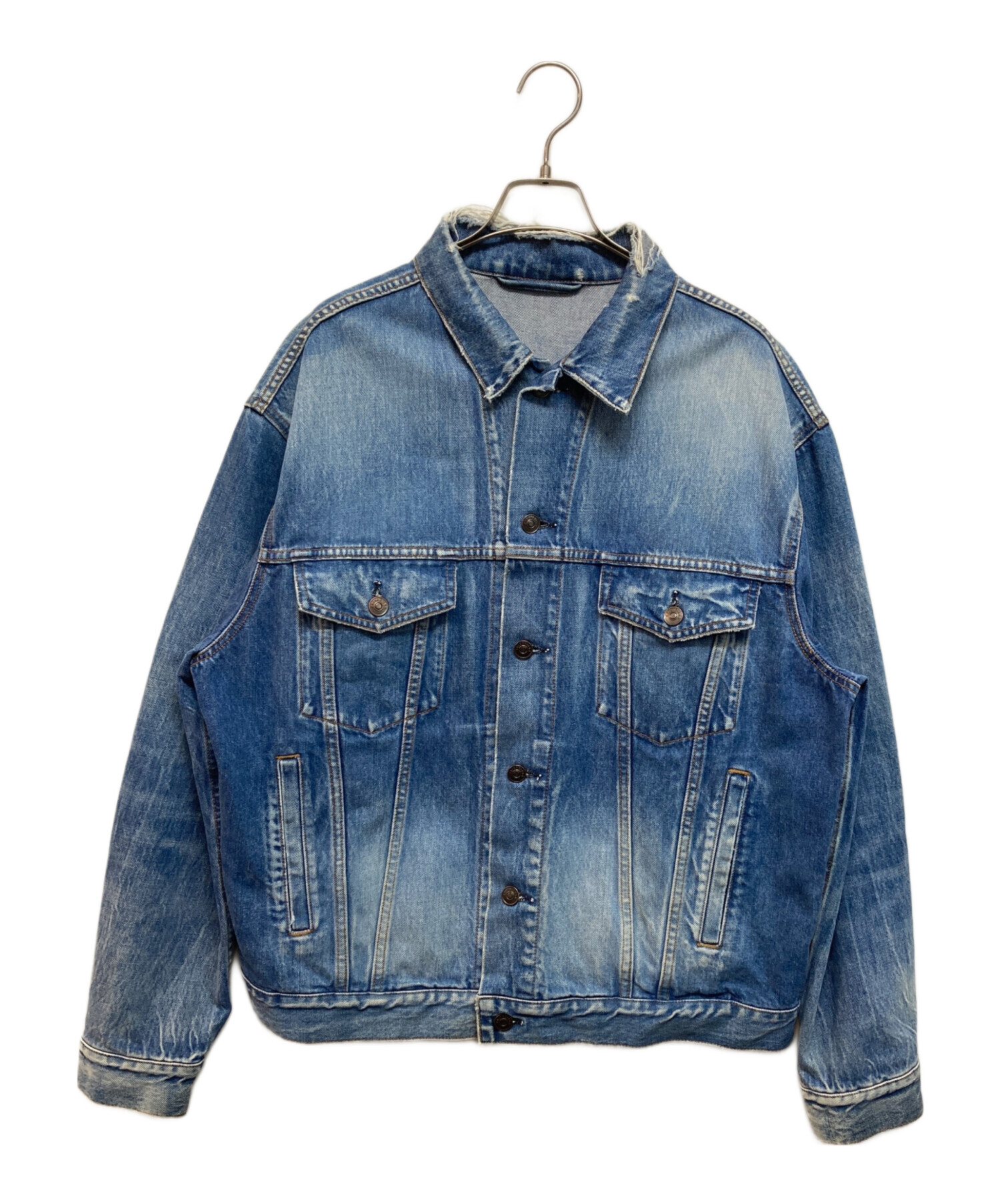【正規品】【極美品】BALENCIAGA バレンシアガ　デニムトラックジャケット 中古・古着通販】BALENCIAGA (バレンシアガ) バックロゴ ダメージ