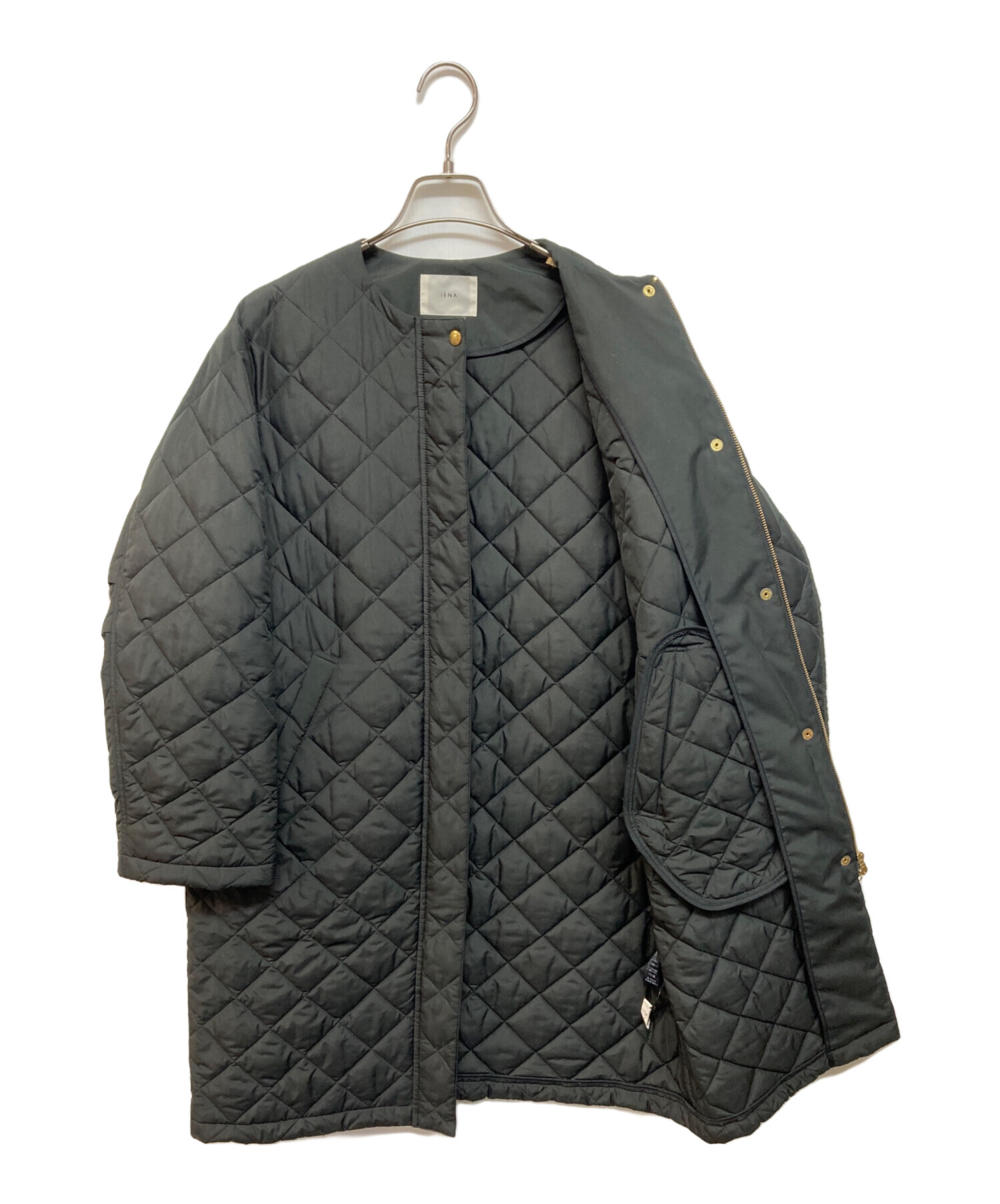 IENA ノーカラーキルティングコート 36 ナチュラルIENA LA BOUCLE ZERO
